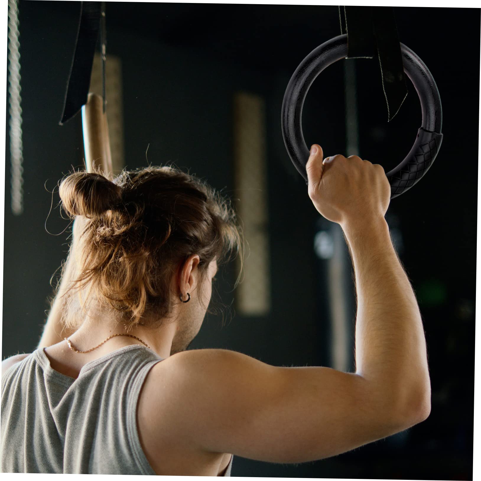 OSOLADY 1Pair Abs Gymnastic Rings for Fitness Durable Exercise Rings for Full Body Workouts for Pull Ups Push Ups Dips and More Black for All Fitness Levels