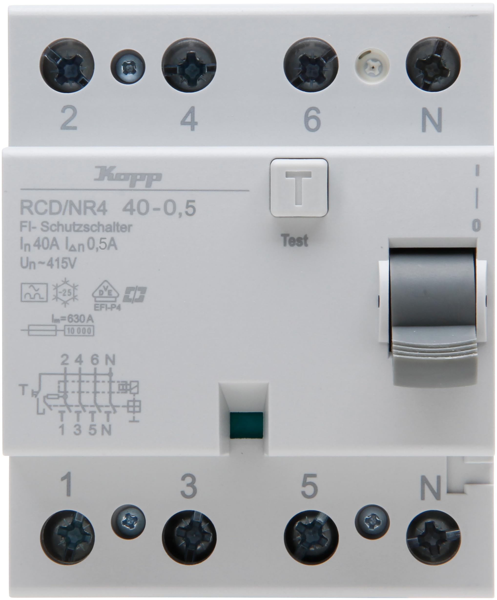 Kopp Fehlerstrom-Schutzschalter, RCD, 40 A, 500mA, 4-polig, 754045096