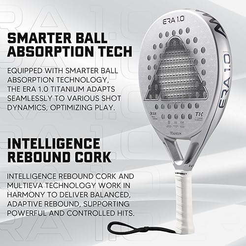 Miniatura 5 de AMA SPORT ERA 1.0 Raqueta de pádel con superficie de fibra de carbono con núcleo de espuma EVA Memory Flex Raqueta de pádel ligera de potencia y