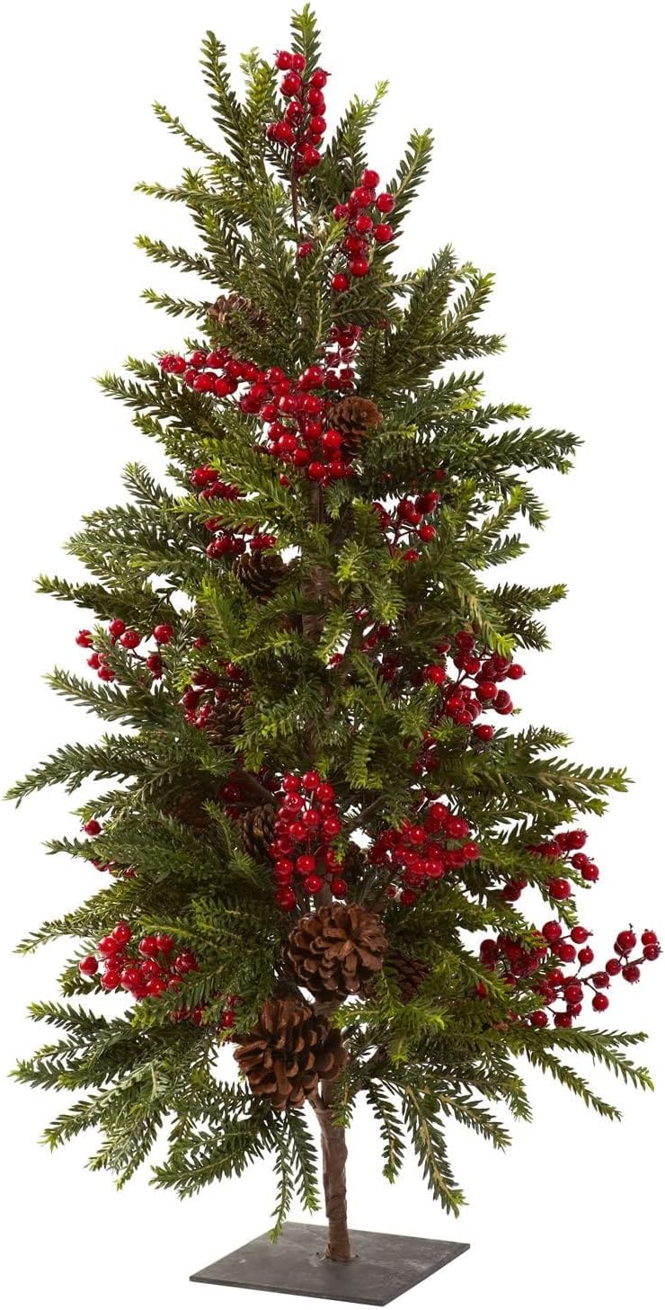 Nearly Natural 36in. Pine & Berry Artificial Christmas Tree