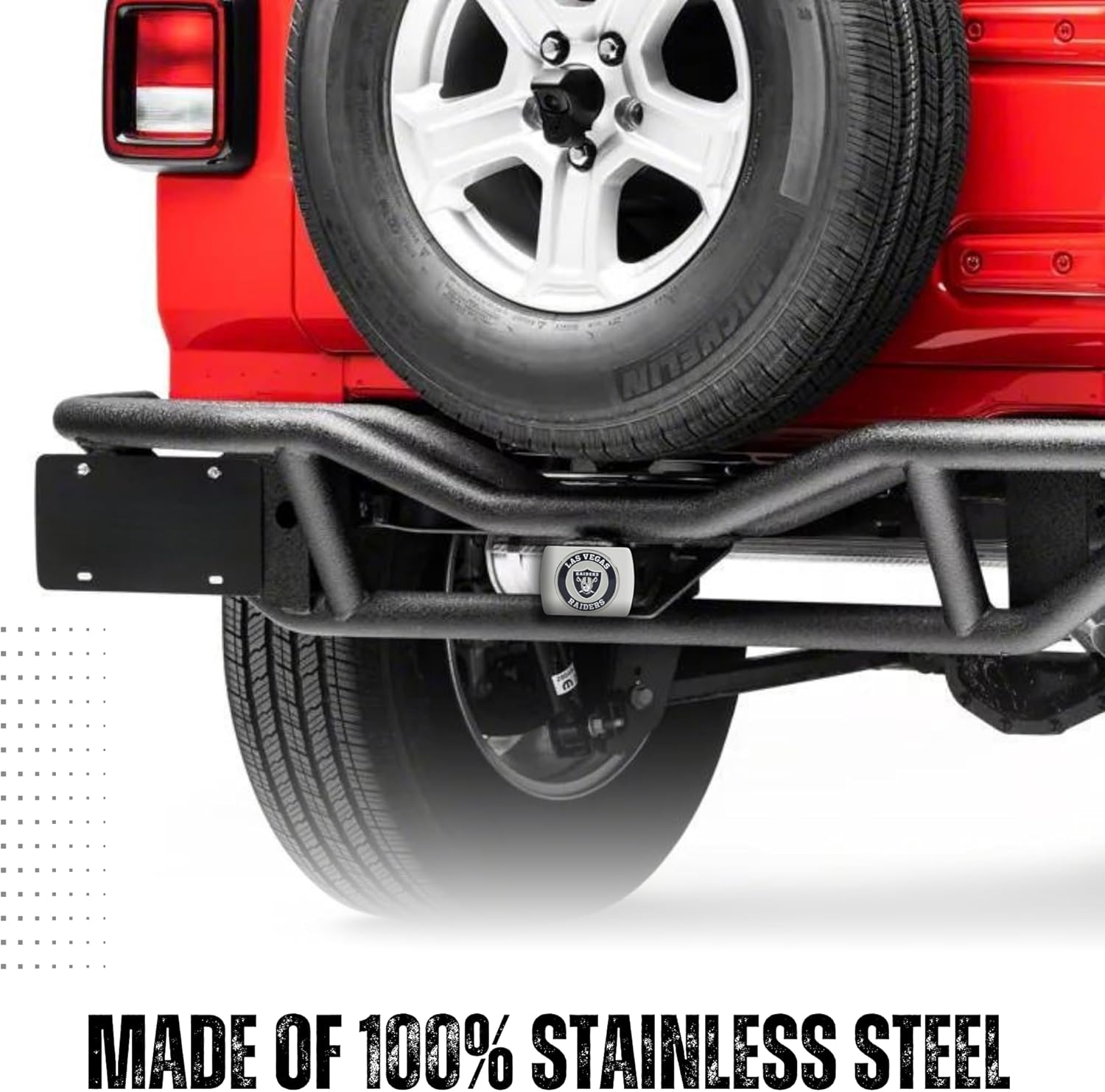 Las Vegas Raiders NFL White Metal Hitch Cover with 3D Colored Team Logo by FANMATS - Unique Molded Design – Easy Installation on Truck, SUV, Car or ATV - Ideal Gift for Die Hard Football Fan