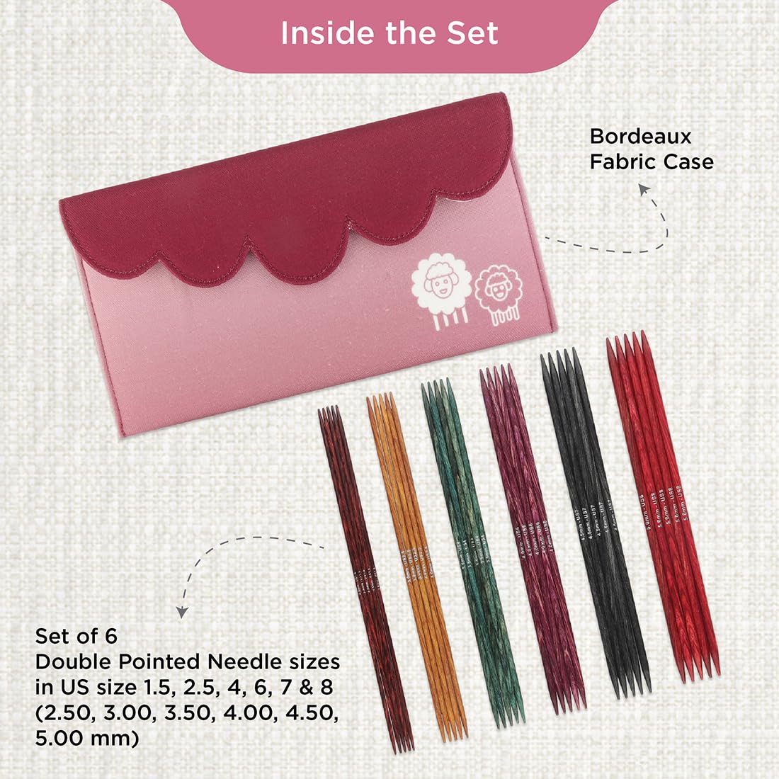 KnitPro Dreamz Starter Nadelspiel-Set 8" (20cm) | 6 Größen (2,5 mm bis 5 mm)