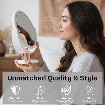 Danielle Creations White and Rose Gold Stem Vanity Mirror