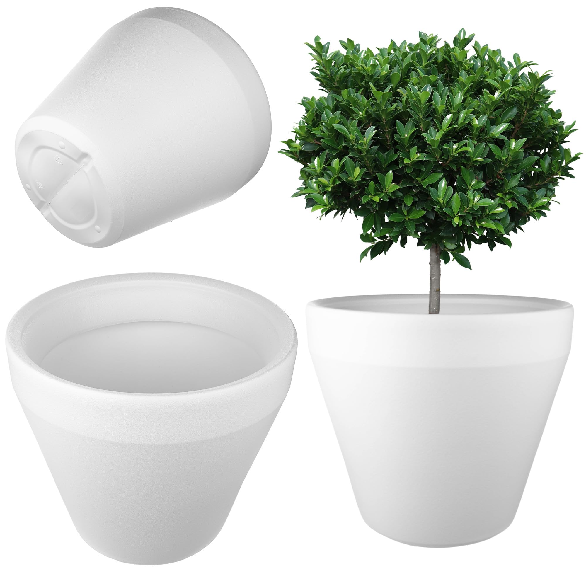 KADAX Groer Blumentopf, Durchmesser 46 cm, Blumenkbel aus Kunststoff,  bertopf, Pflanzkbel fr Innen und Auen, Pflanztopf gro, Blumenbertopf  (Wei): Amazon.de: Garten
