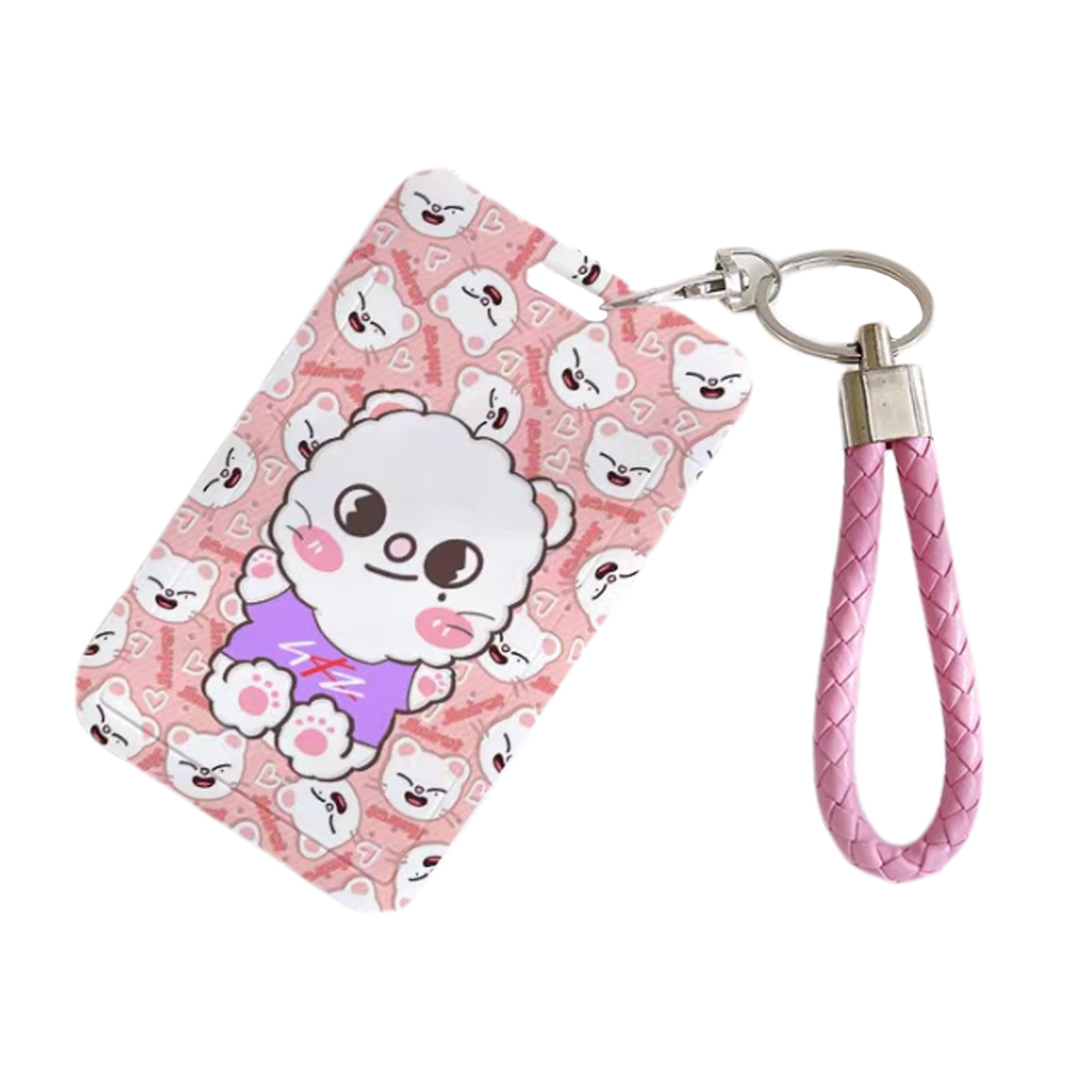 Satdflie Kpop Stray Kids Merch SKZOO Card Holder Set with Key Ring, Cartoon-Style ID Photo Card Holder Case for SKZ Fans Gifts, Color/10