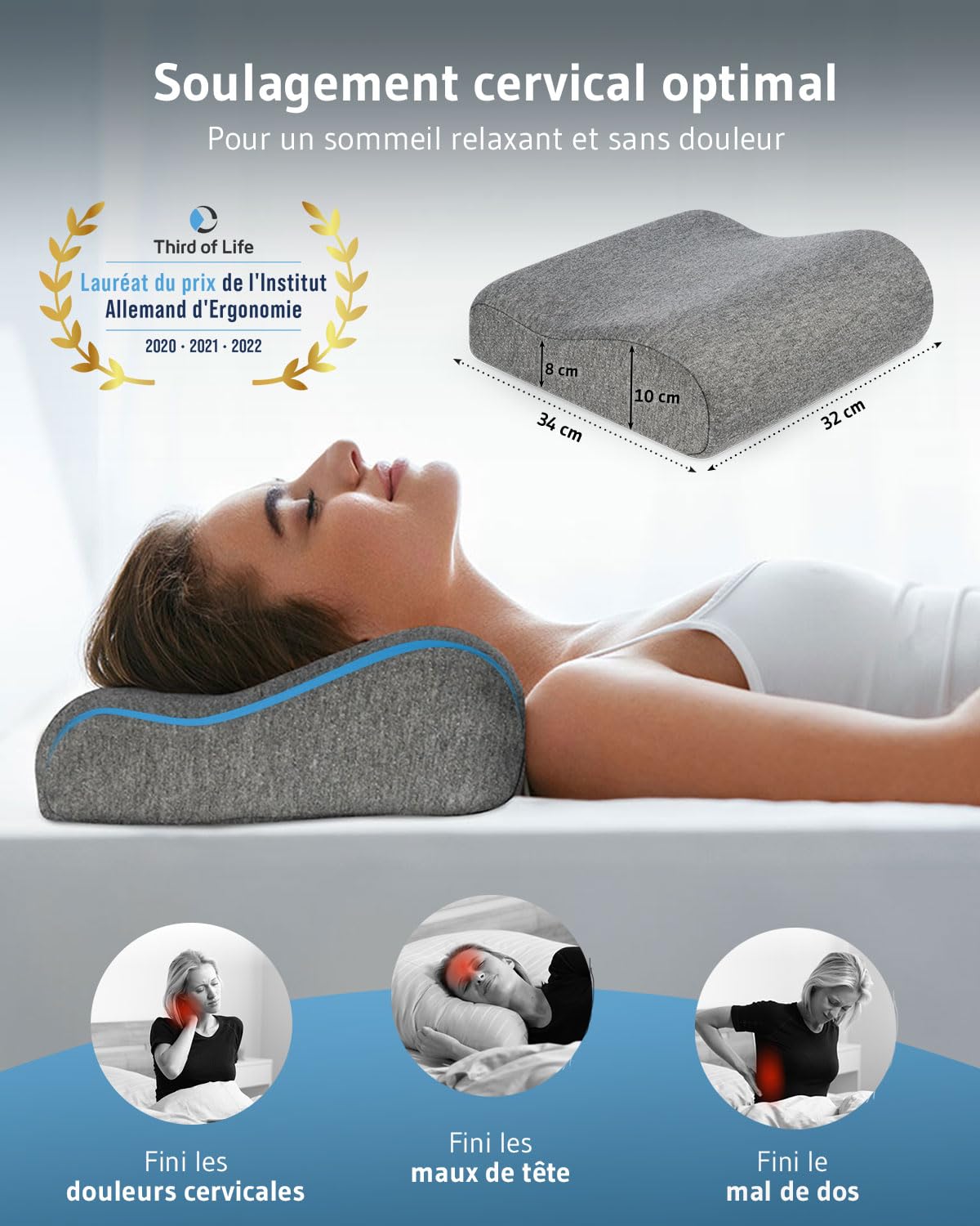 Oreiller De Voyage Mémoire De Forme En U - Bookishbunny Noir - Coussin Soutien Nuque Et Dos