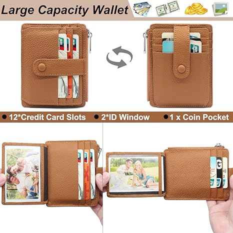 REETEE Mannen Vrouwen Creditcardhouder RFID Blokkeren Lederen Kaarthouder Slanke Minimalistische Kaarthouder Dames Portefeuilles met 14 Kaartvakken, Dames Portemonnee met Zip Coin Pocket, Grijs, 11.5 REETEE Mannen Vrouwen Creditcardhouder RFID Blokkeren Lederen Kaarthouder Slanke Minimalistische Kaarthouder Dames Portefeuilles met 14 Kaartvakken, Dames Portemonnee met Zip Coin Pocket, Grijs, 11.5