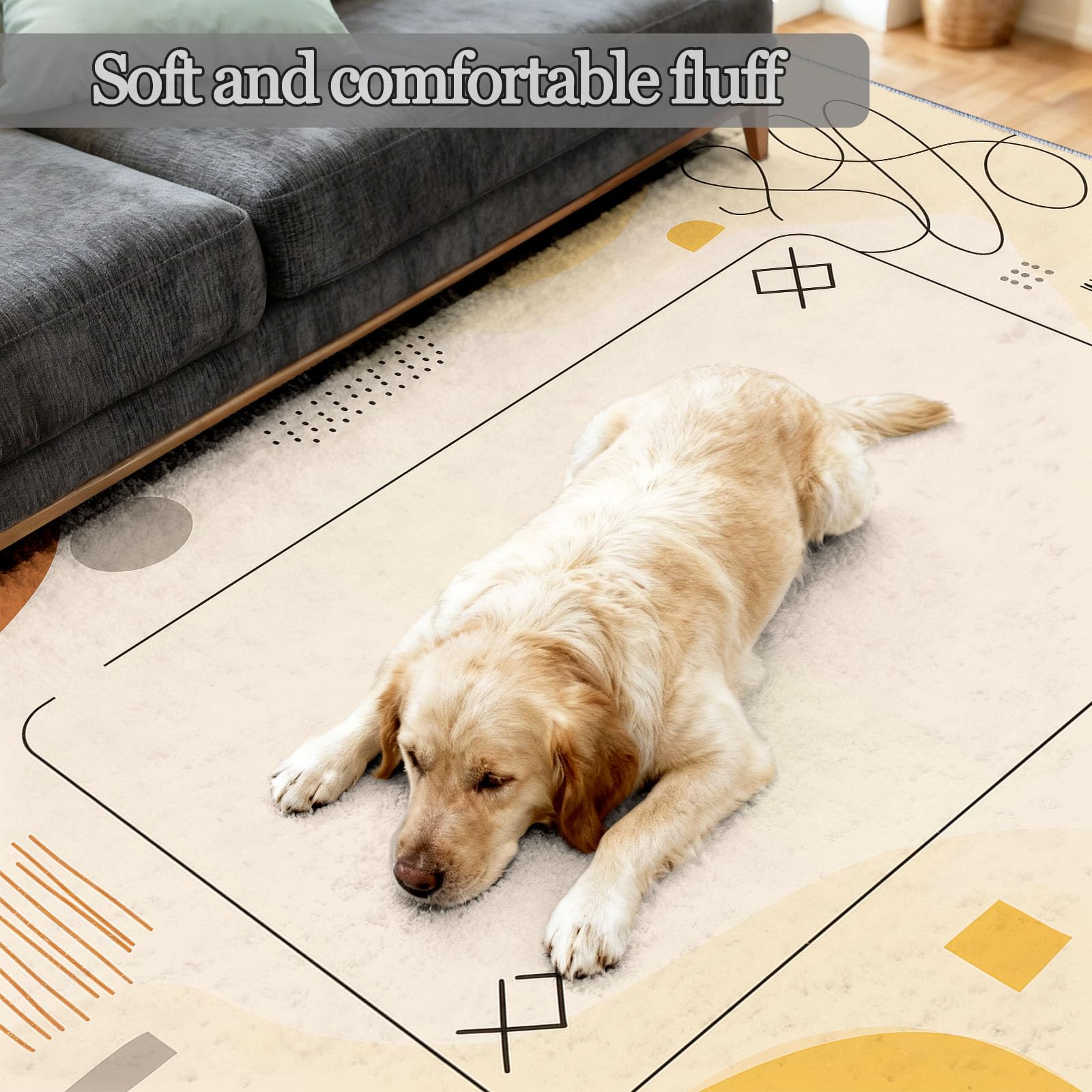 Tapis de Chambre 180 x 240 cm Doux Imprimé Moderne Minimaliste