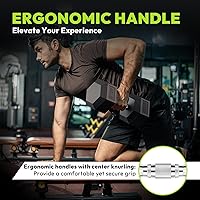 Vista 6 de Hex Dumbbell 45-480 lb Set, Rubber Encased Exercise & Fitness Dumbbells for Home Gym, Hand Weights for Strength Training