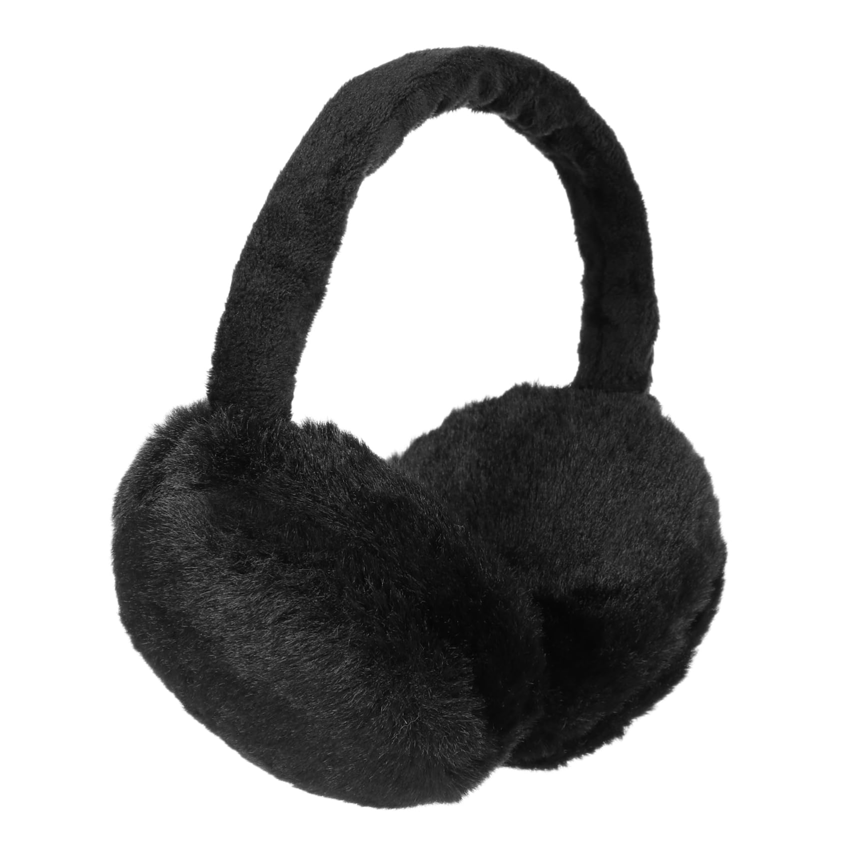 Healvian Winter Plush Ear Warmers for Women Earmuffs for Outdoor Activities Cute Black Ear Covers Furry Ear Muff Accessory for Cold Weather