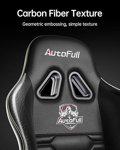 Miniatura 5 de AutoFull Silla de videojuego, silla de oficina, silla de escritorio con soporte lumbar ergonómico, estilo de carreras, cuero sintético, respaldo
