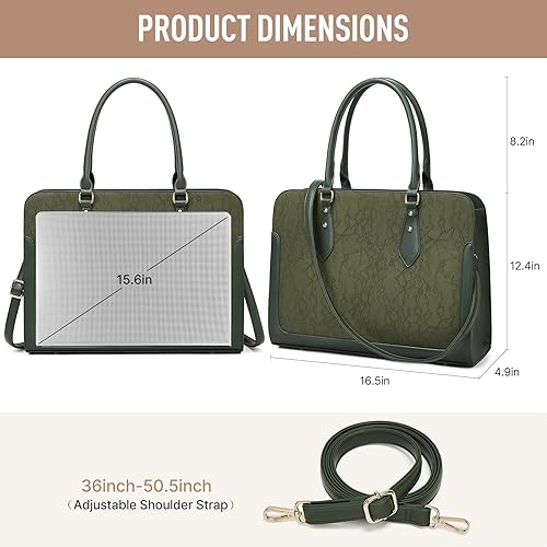 Miniatura 3 de Bolsa para laptop para mujer, bolsa de trabajo de 15.6 pulgadas para mujer, bolsa de cuero para computadora, impermeable, maletín profesional, bolsa