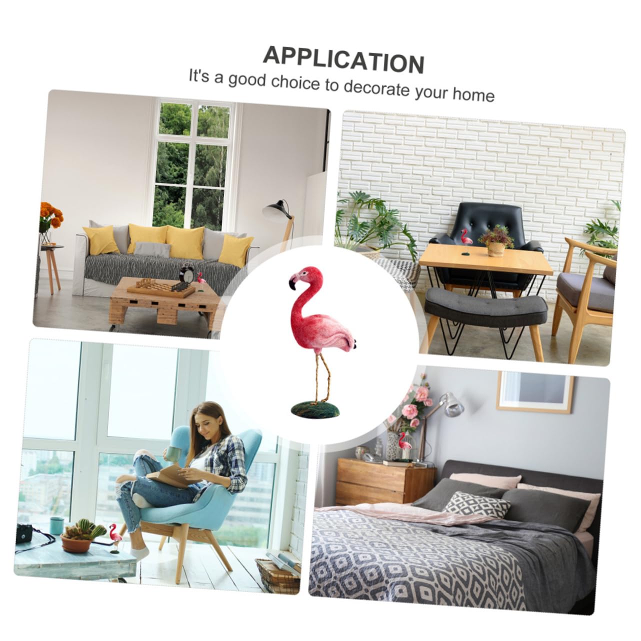 HOMSFOU DIY Wool Felting Flamingo Complete Kit Simple Instructions and Bright Colors