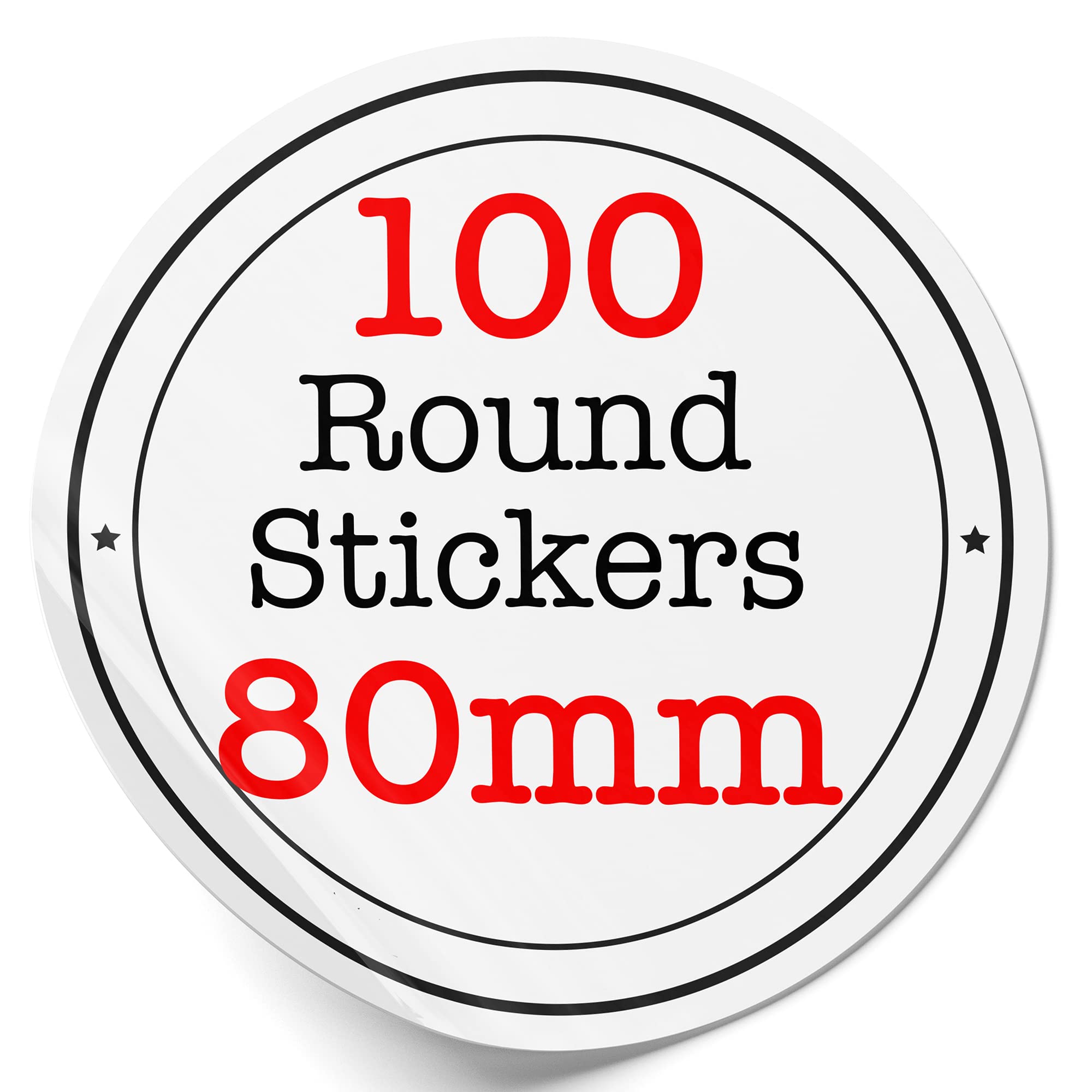 100 Personalised Round Vinyl Stickers Customised Sticker Labels Waterproof Stickers, 80MM
