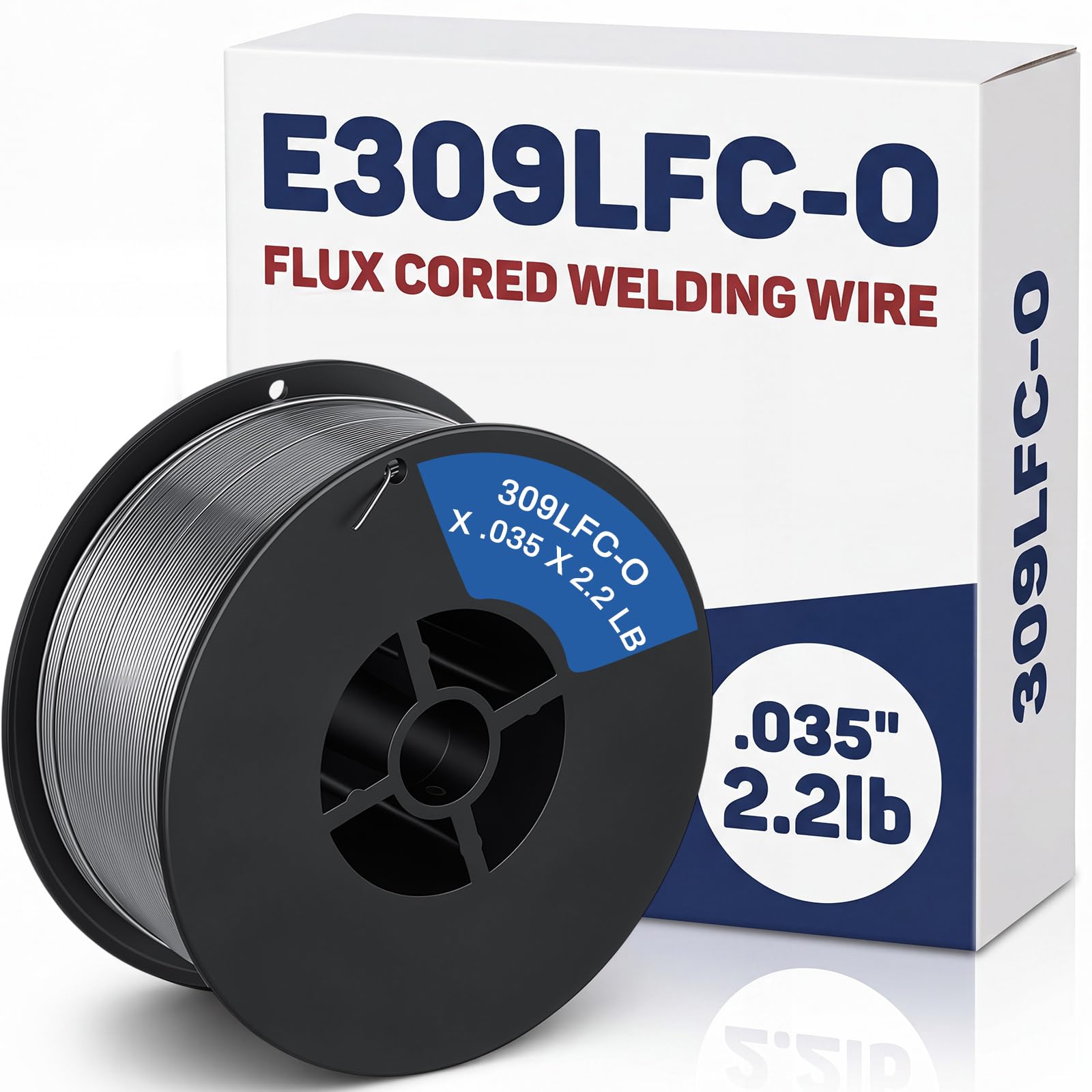 MorningRo Bobina de alambre de soldadura sin gas E309LFC-O 0.035 de acero inoxidable con núcleo de fundente, alambre Mig de núcleo de flujo de acero inoxidable, 1 kg