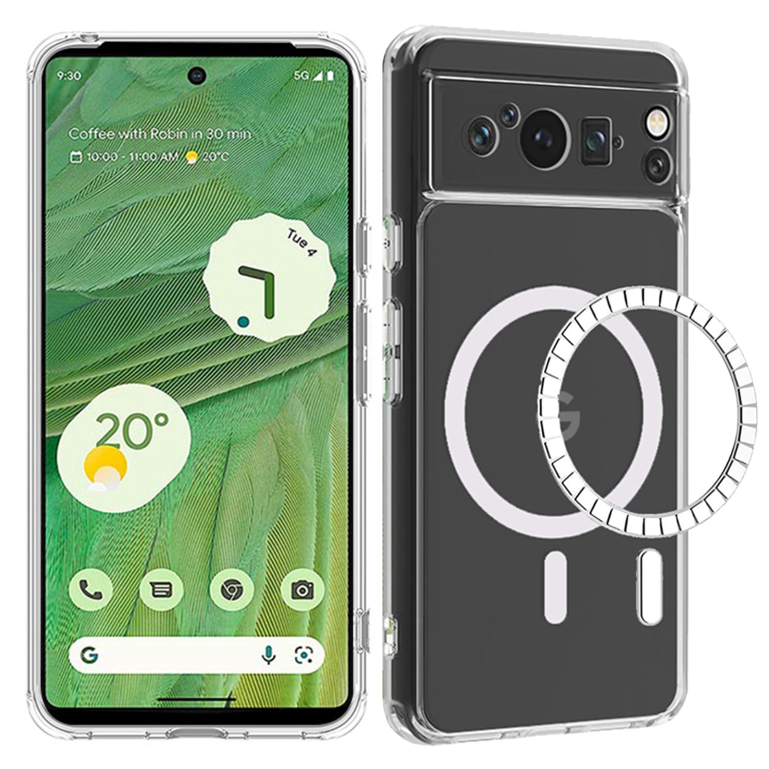 Photo 1 of 2 PACK*** DNGN for Google Pixel 8 Pro Case Camera Lens Protective Cover Strong Magnetic Compatible with MagSafe Phone Holder Car Mount Wireless Charging Built-in Four airbags Heavy Shockproof Bumper (Clear)