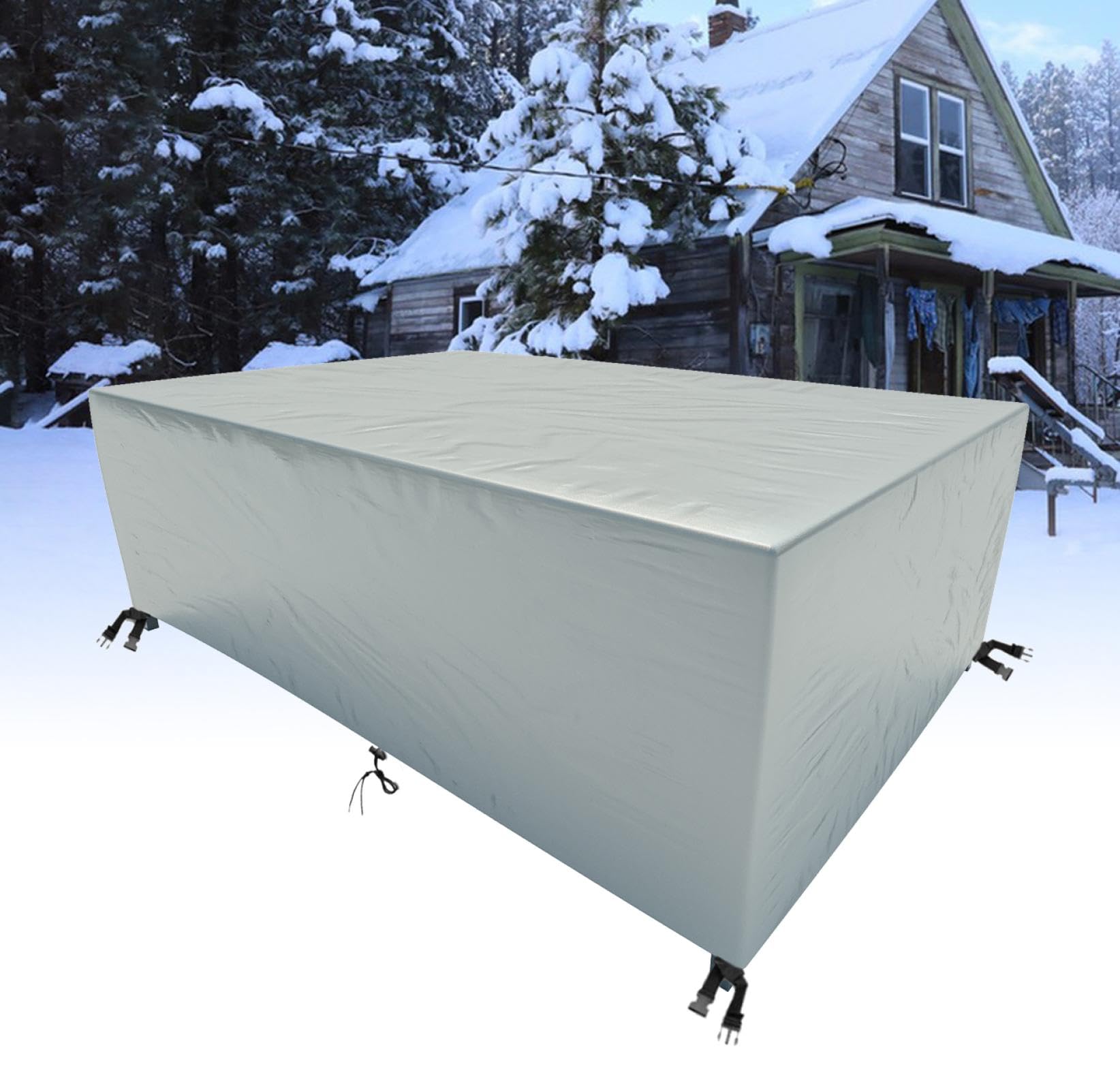 HNKDKJ Copertura Protettive per Mobili da Giardino in Rattan 205x75x65cm/LxWxH Panno 420D Oxford Impermeabile CoperturaTavoli e Sedie da Cortile Raggi UV, Resistente allo Strappo Copertura Tavolo