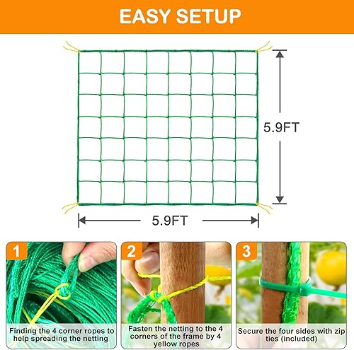 Miniatura 5 de Red de enrejado, red de jardín para plantas, red de enrejado de jardín de 5.9 x 5.9 pies para plantas trepadoras con 27 hebras de nailon para
