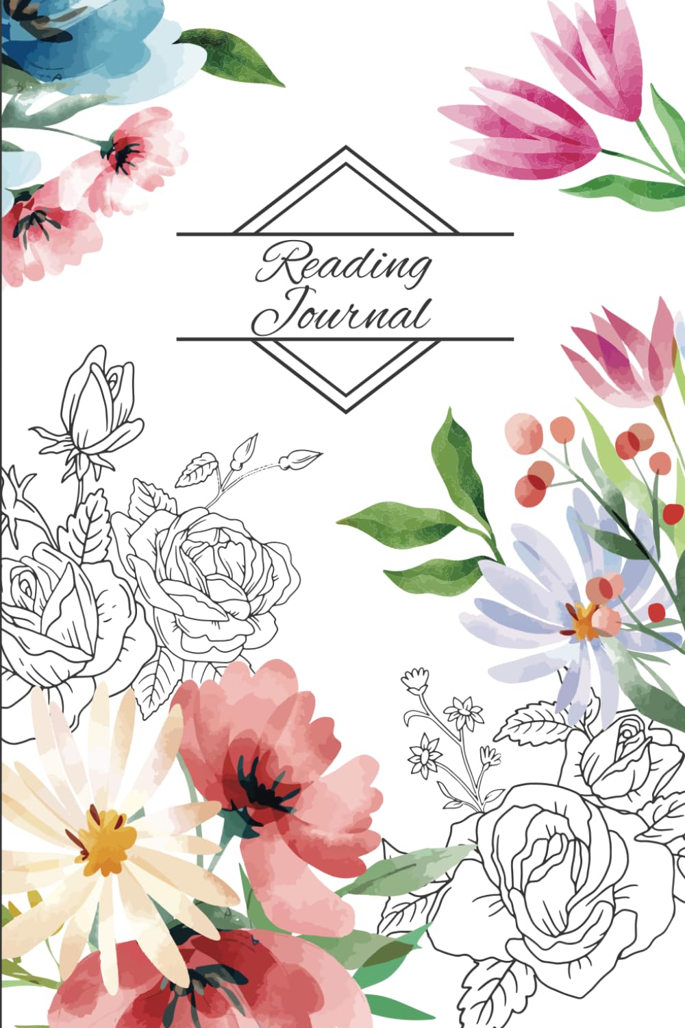 m merwas Reading Journal for Book Lovers: Log, Tracker, Planner, Diary & Review Notebook - 6x9", 105 Pages