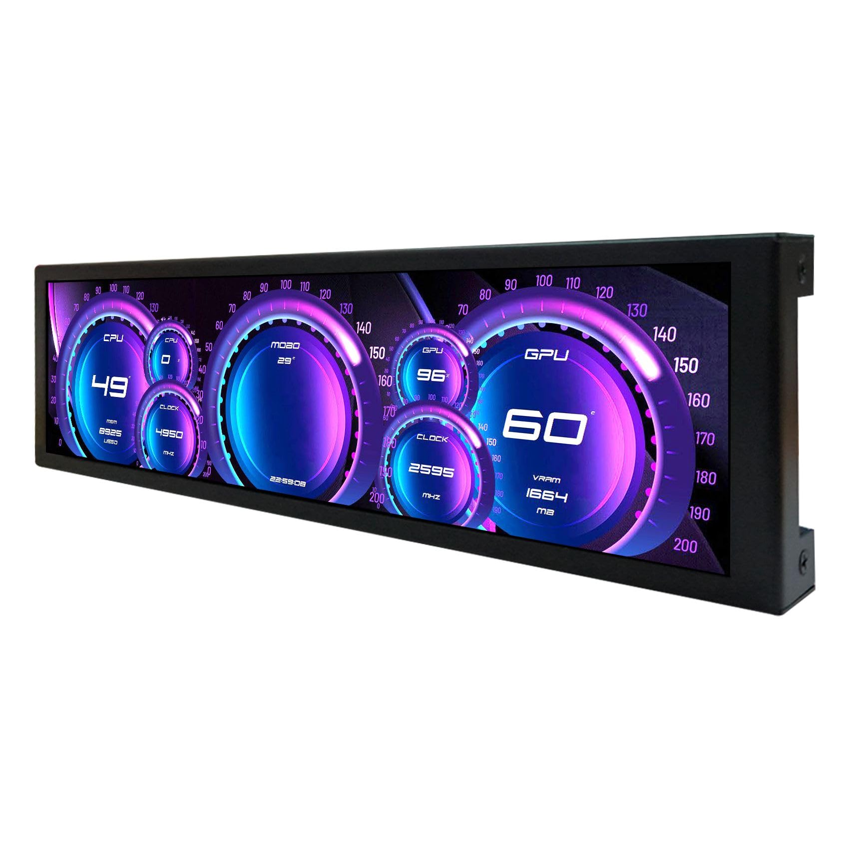 VSDISPLAY Écran LCD 9,1" 462 x 1920 - Petit écran à barre étirée pour D32 - Surveillance des données de température AIDA64 CPU GPU RAM