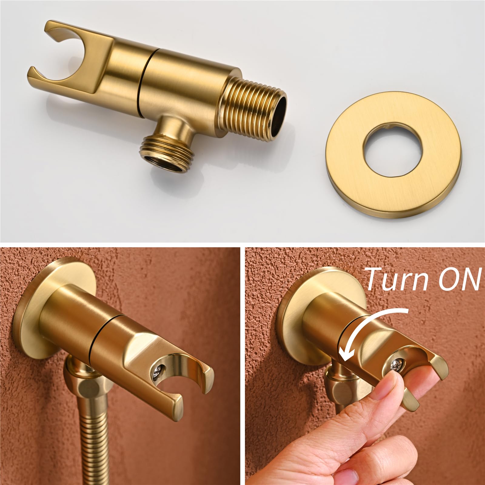 Kit Doccetta per Bidet Wc, 2 Modalità Kit Spruzzatore per Bidet, Tubo Doccia in Acciaio Inossidabile 1.2 M, Rubinetti per Bidet Con Supporto, per Igiene Personale Doccia Bagno WC (Oro spazzolato)