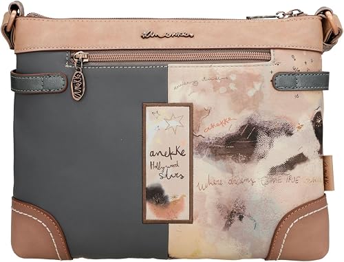 Anekke - Women's Rectangular Shoulder Bag - Leatherette Shoulder Bag for Women with Adjustable Strap and Zip Closures - 3 Compartments - Women's Accessories and Accessories - Measures 21x13x5cm, - 2