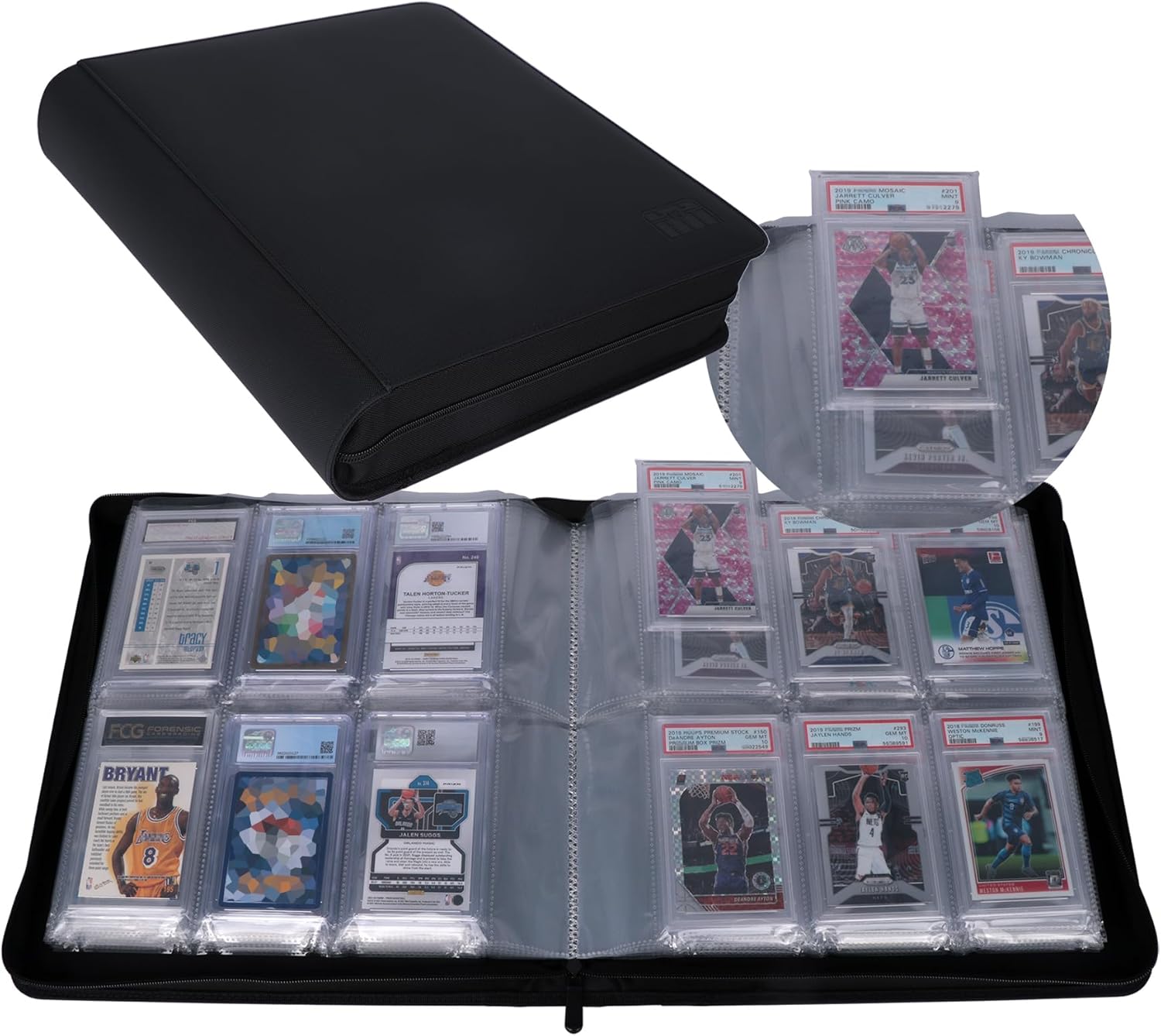 Graded Card Binder - Holds 72 PSA Slabs, 6 Pocket Slab Binder for PSA, CGC, CSG, FCG, FGS Slabs, Black, PSAbinder672W
