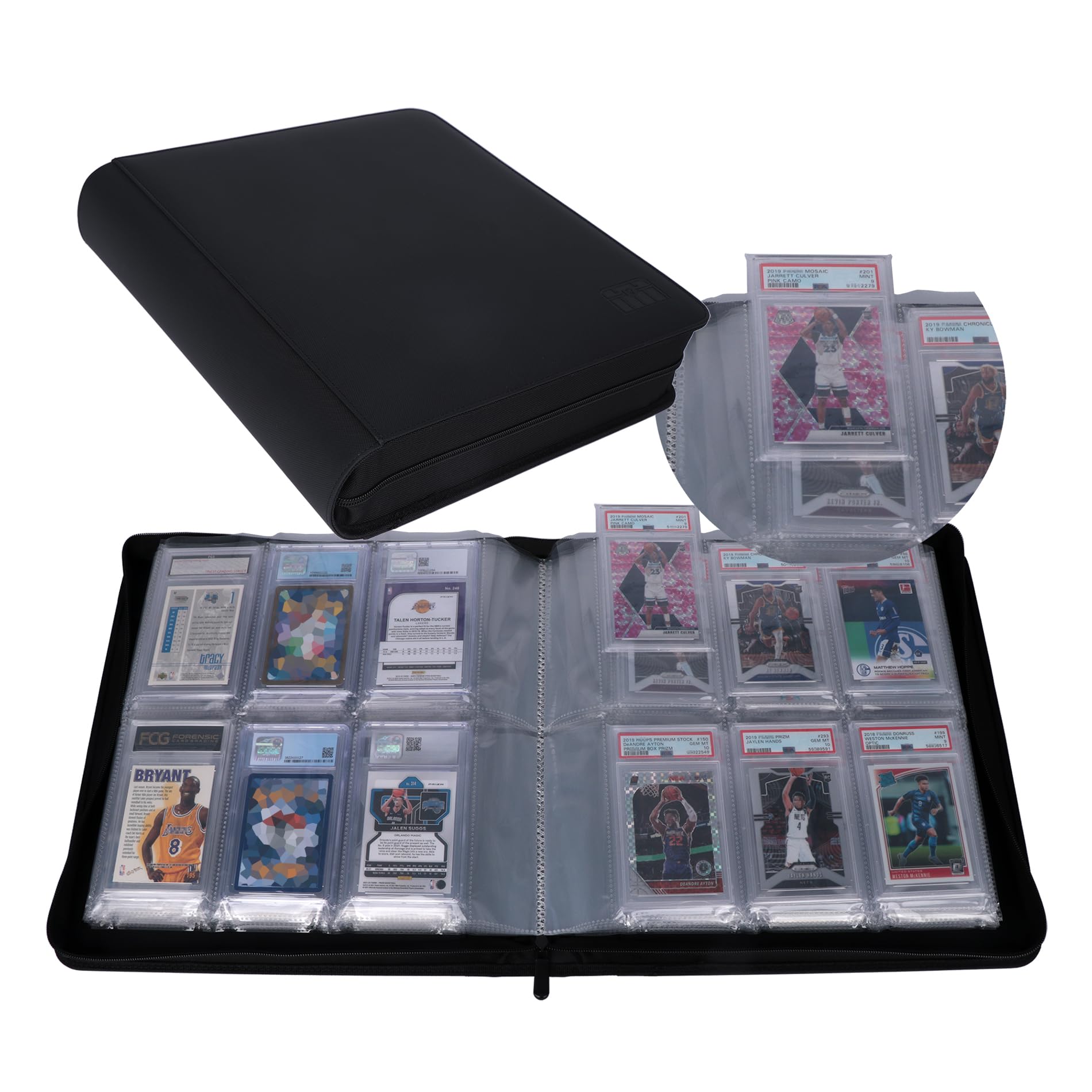 Rieton Graded Card Binder - Holds 72 PSA Slabs, 6 Pocket Slab Binder for PSA, CGC, CSG, FCG, FGS Slabs, Black, PSAbinder672W