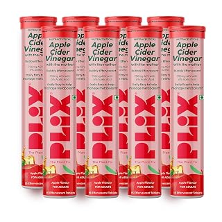 THE PLANT FIX Apple Cider Vinegar Effervescent Tablet with Mother | Supports Metabolism & Control Cravings | With 750mg ACV, Vit B6 & B12 | No Added Preservative | (Pack of 8)