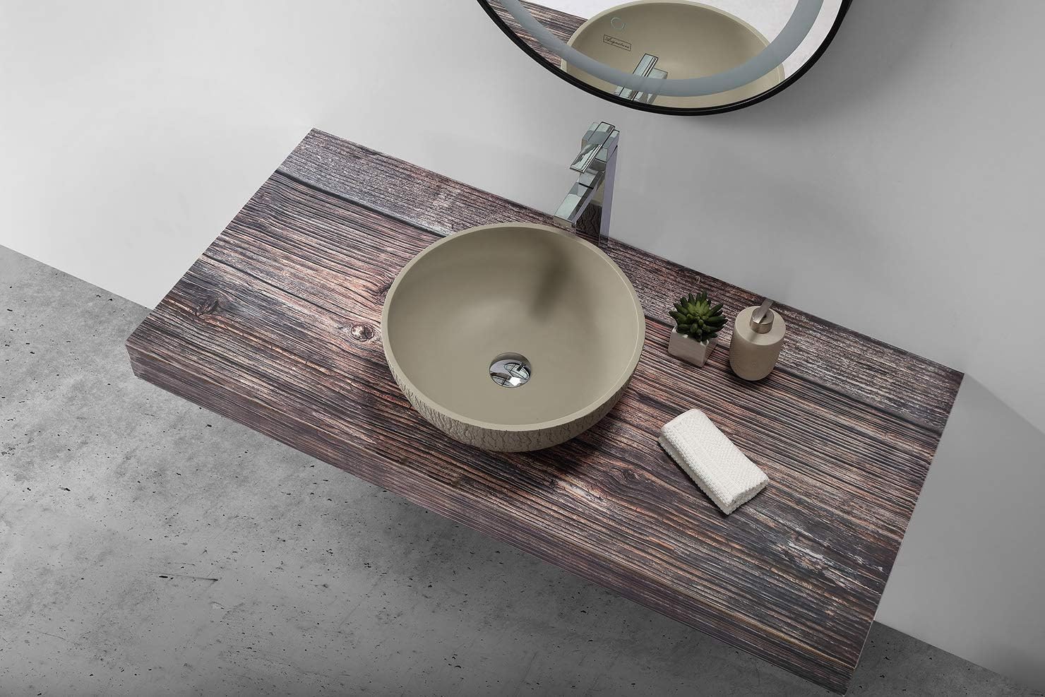 New Arrivals Kingsman Stone Resin Series Solid Surface Modern Bathroom Vanity Vessel Sink (VIOLA)