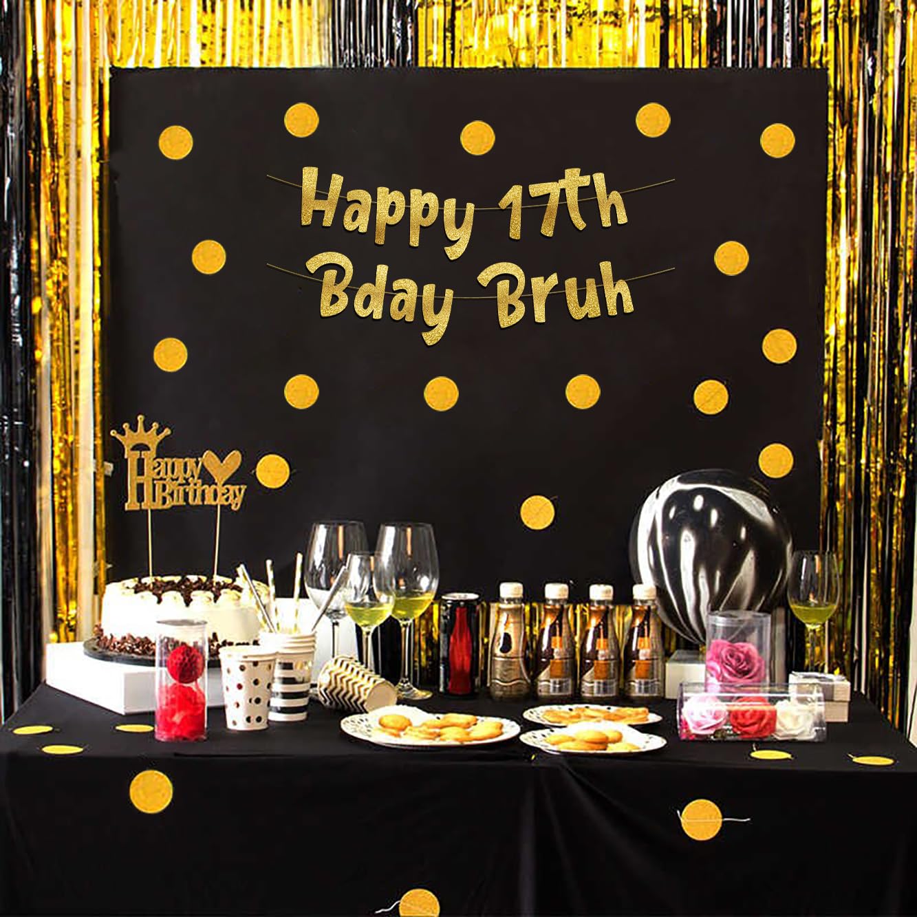 Bannière Anniversaire "Extraordinaire Depuis 2008" - Dorée à Paillettes - Pour Fête Des 17 Ans - Déco Murale Réutilisable
