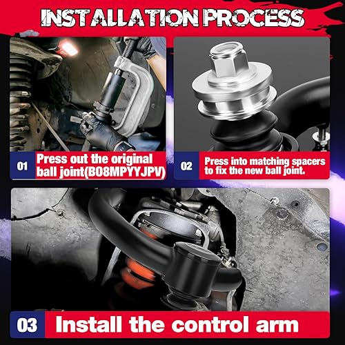 Miniatura 7 de KSP - Brazos de control superiores delanteros para Toyota Tacoma 4Runner N180, brazo tubular ajustable de 2 a 4 pulgadas, brazos de suspensión de