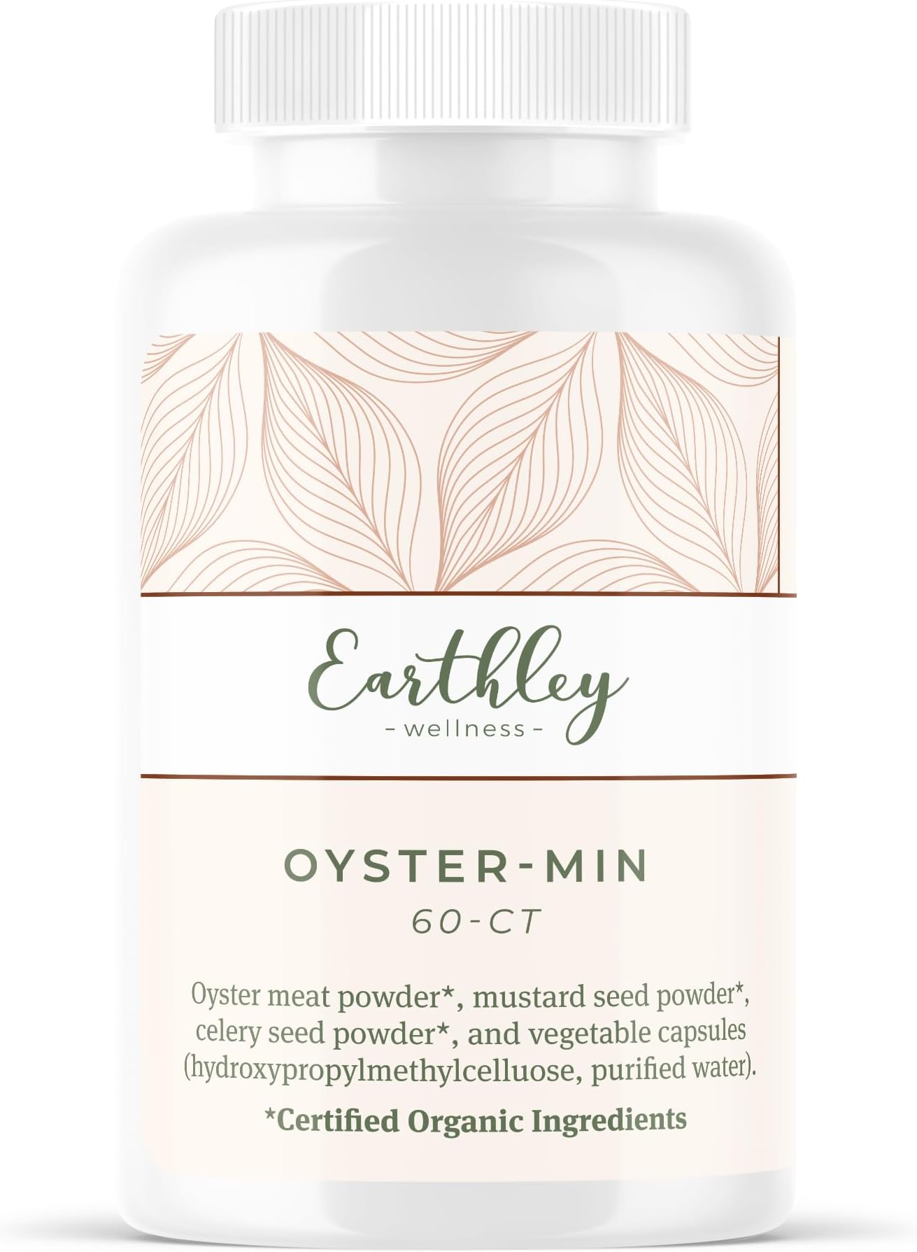 Earthley Wellness, Oyster-Min Capsules, Natural Zinc & Mineral Supplement, Promotes Energy & Mood, Rich in Antioxidants & Amino Acids, 100% Pure & Bioavailable (60 Capsules)