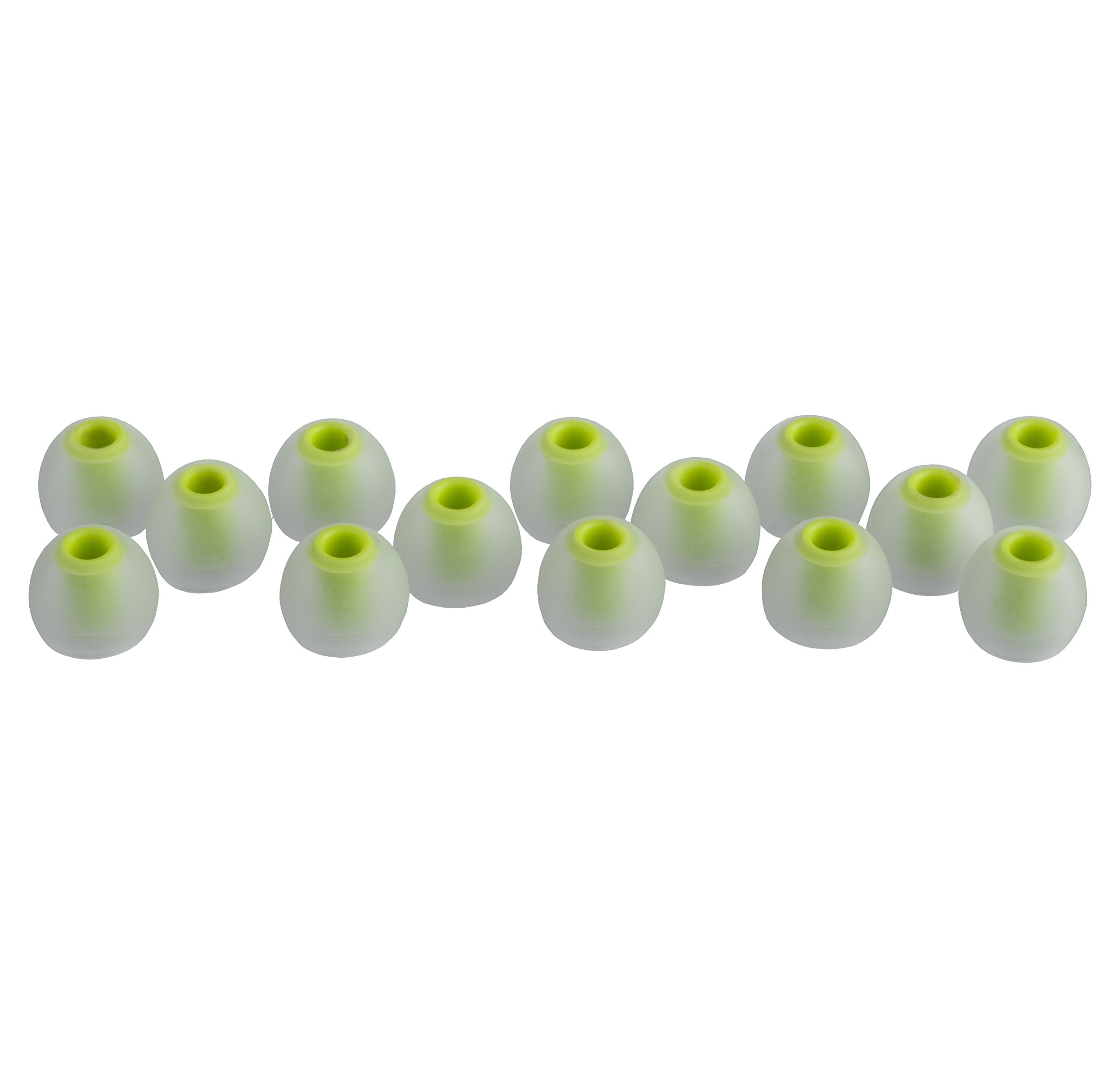 Xcessor (S 7 Pairs (14 Pieces) of Silicone Replacement In Ear Earphone Small Size Earbuds. Replacement Ear Tips for Popular In-Ear Headphones. Transparent/Green — view 2
