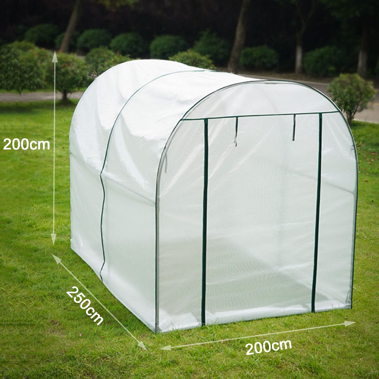 Invernadero, Túnel para Invernadero De Jardín con Estructura De Acero Galvanizado Y Cubierta Reforzada, 200 X 250 X 200 CM,Blanco