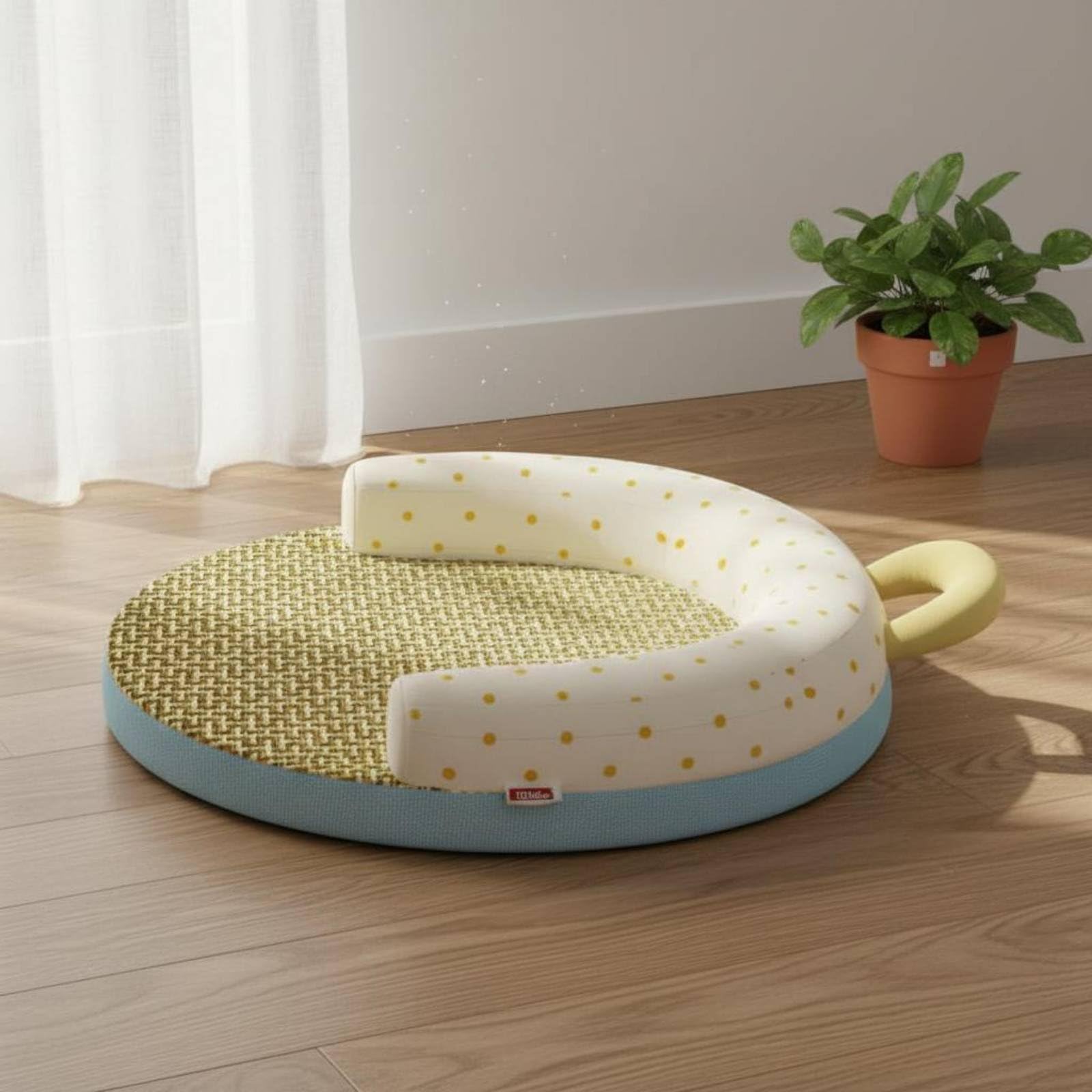 Lit Rafraîchissant pour Chat Lit pour Chat Panier pour Chat Corbeille pour Chat Coussin Ergonomique en Rotin et Tissu Respirant Mousse à Mémoire 45D, Color to 2, 50-50-4cm