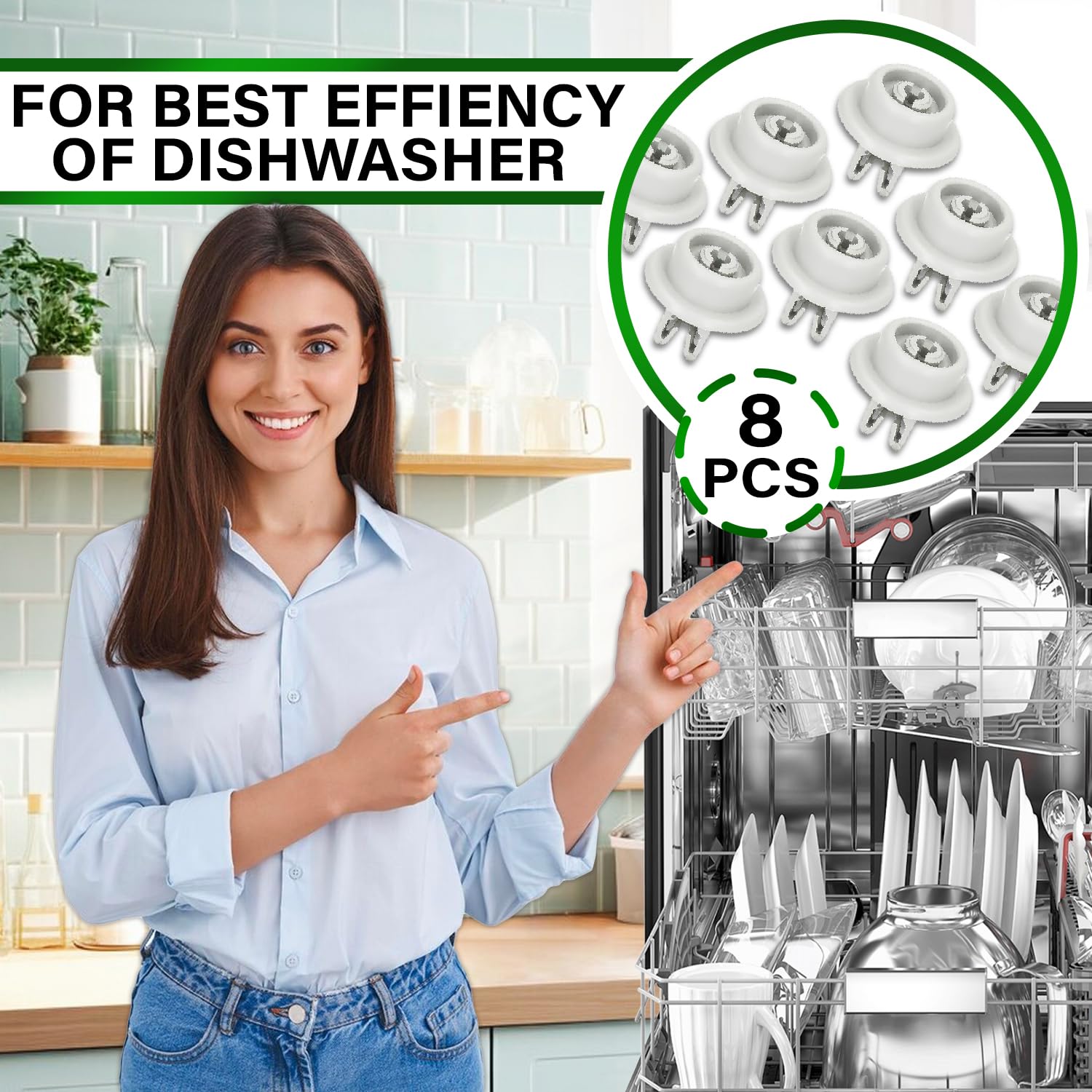 8 sztuk kółek do zmywarki do dolnej średnicy kosza Ø 34 mm z oryginalnym kodem 5027905900/5 50279059005 do AEG do Electrolux dla Zanussi - 5 lat - ONIX TECH