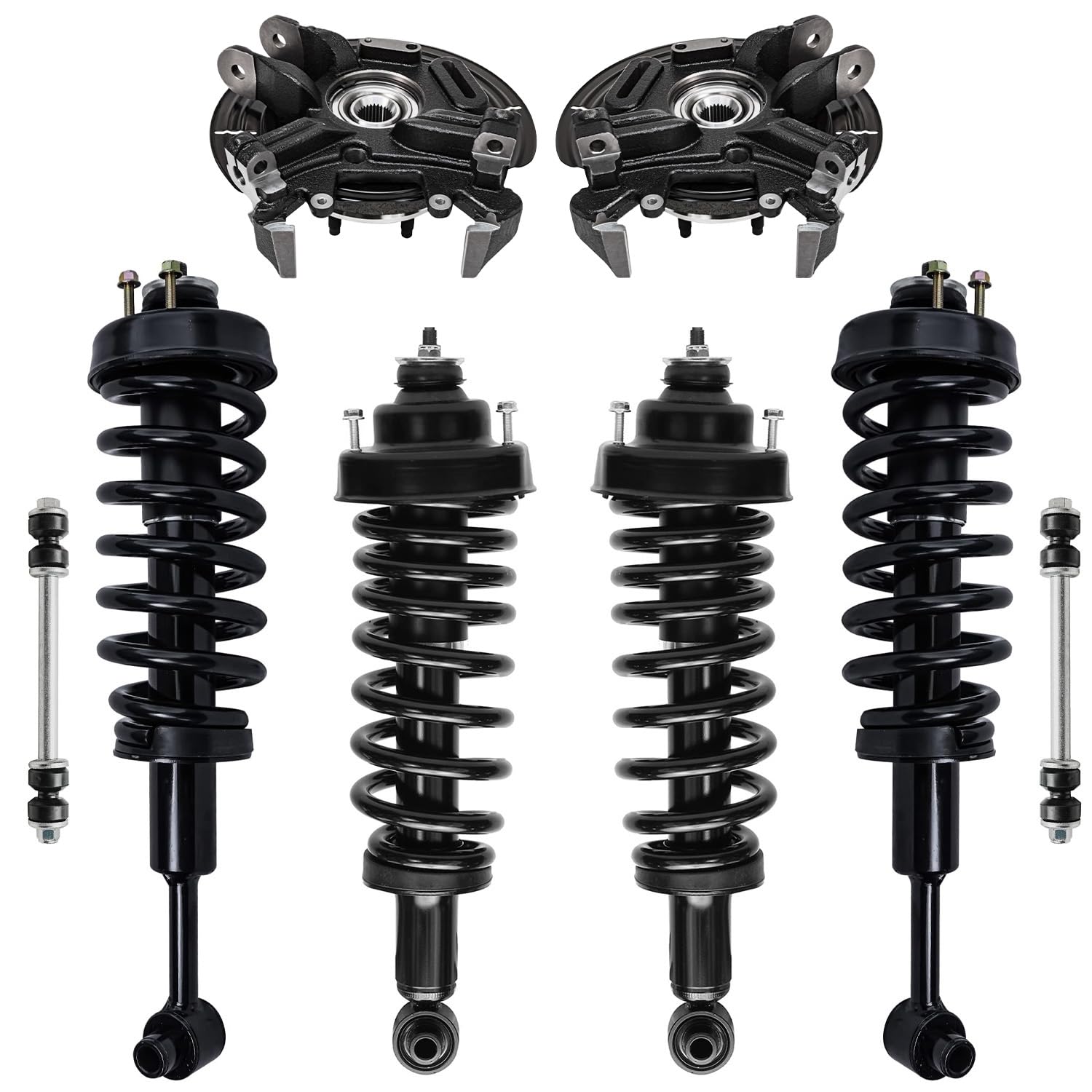 Detroit Axle - Rear Steering Knuckles w/Hubs + Coil Spring Struts Front