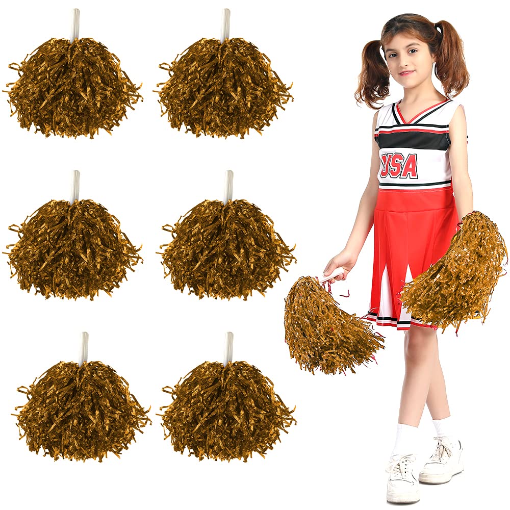 Pompones Animadora de Colores Brillantes con Mango, Pompones Cheerleader Grande de Plástico, Flores de Mano Metálicos para Bailar, Animar y Competición Deportiva, 6PCS — view 6