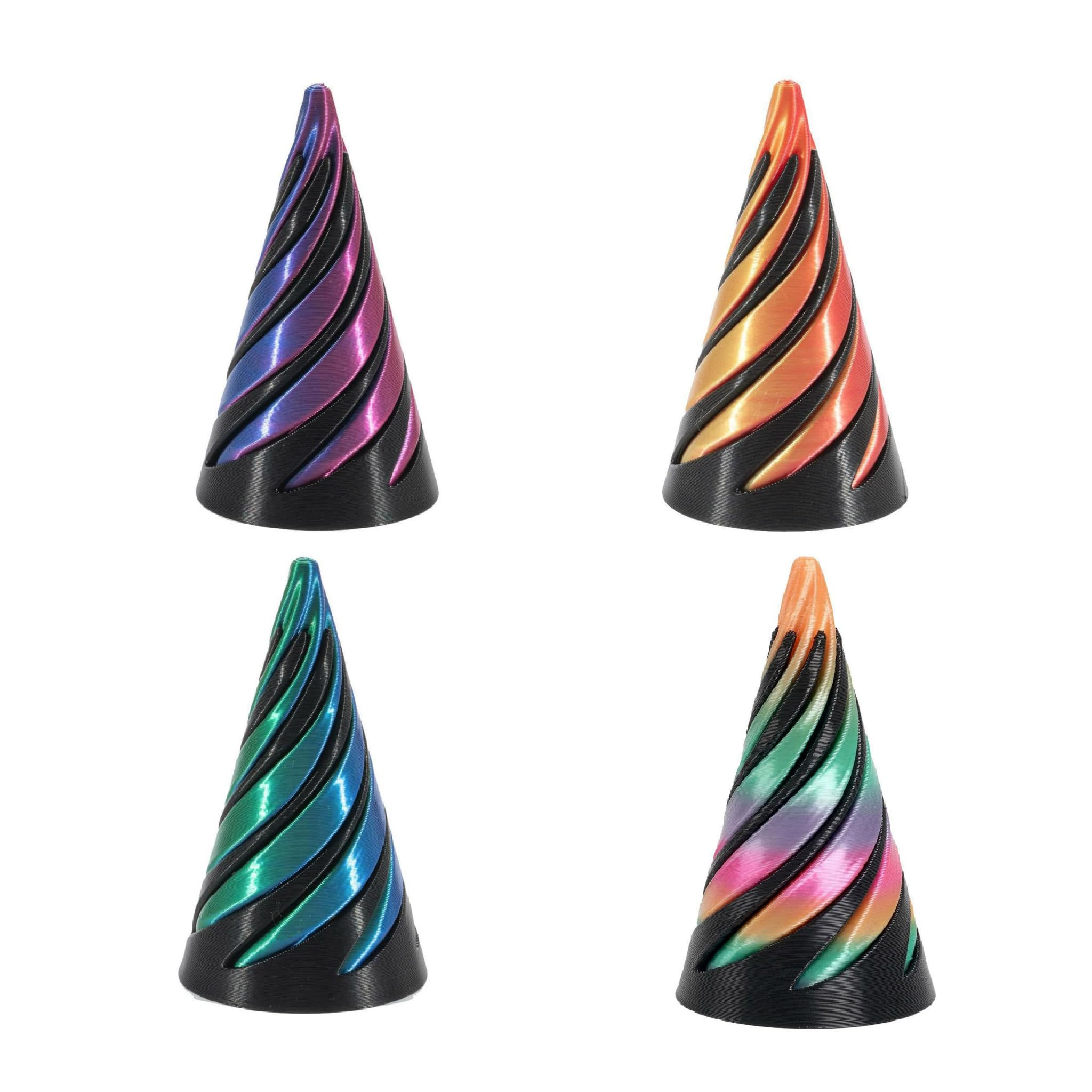 4Pcs Spiral Cone Fidget Toy,3D Printed Fidget Toy,Impossible Cone,Anxiety Stress Relief Toy,3D-Printed Pass Through Pyramid Fidget Toys,Mini Twisty Cones for Office Home Desk Decor Souvenir Gift,Black
