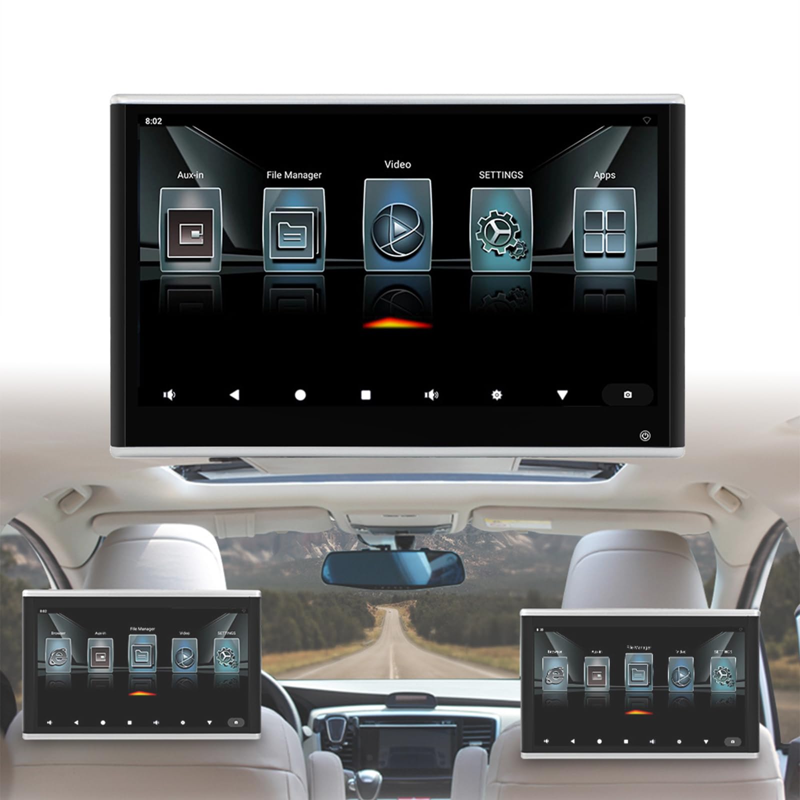 Poggiatesta per auto, lettore video, touch screen da 11,6", supporta 4K, WiFi, ingresso HDMI, FM, USB, lettore musicale e video per l'intrattenimento dei sedili posteriori