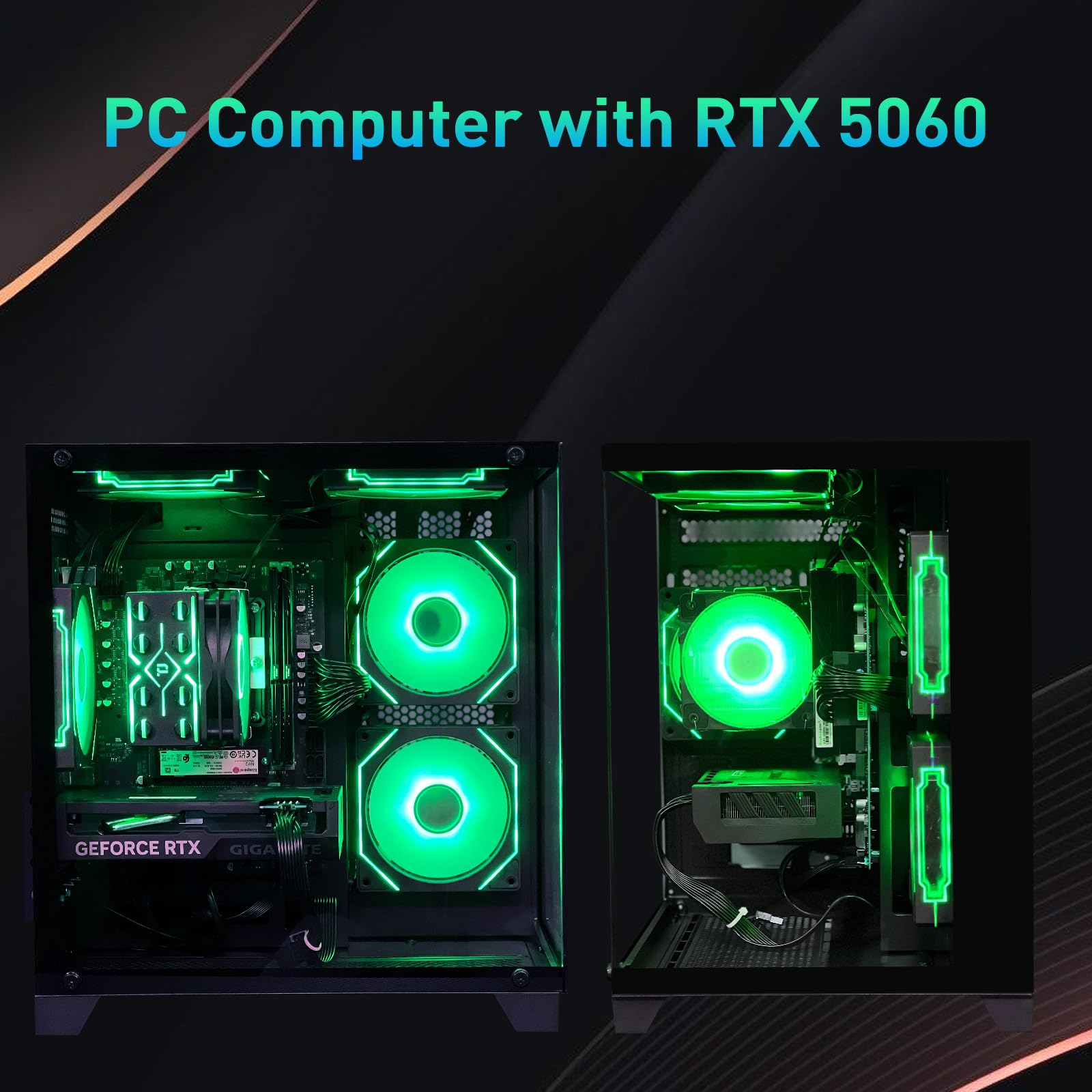 Gaming PC Desktop Computer,Intel Core i5 14400F Gaming Computer RTX 5060,32GB RAM 1TB SSD,ARGB Fan,Prebuilt Gaming PC Tower for Office