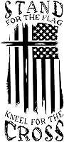 eDesign 'Stand for the Flag, Kneel for the Cross' Weatherproof Vinyl Decal Stickers - 5 Inch Black 2-Pack for Cars, Trucks, Laptops