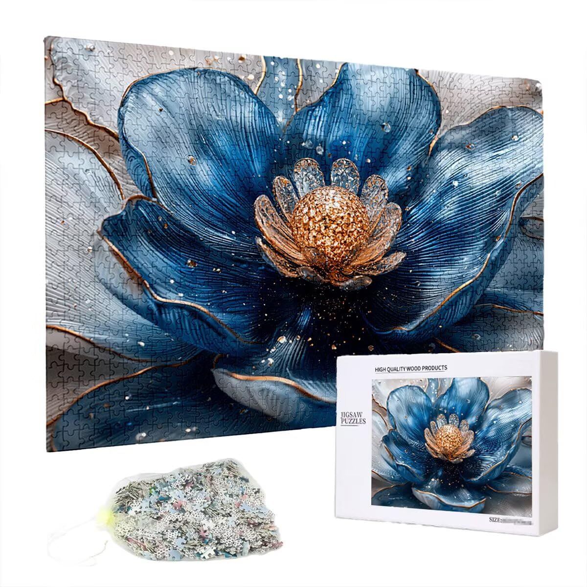 Puzzle 2000 sztuk kwiat dla dorosłych, abstrakcyjne drewniane puzzle dla dorosłych, trudne drewniane łamigłówki, rodzinne gry edukacyjne, łamigłówki z pudełkiem na prezenty dekoracje do domu, prezent