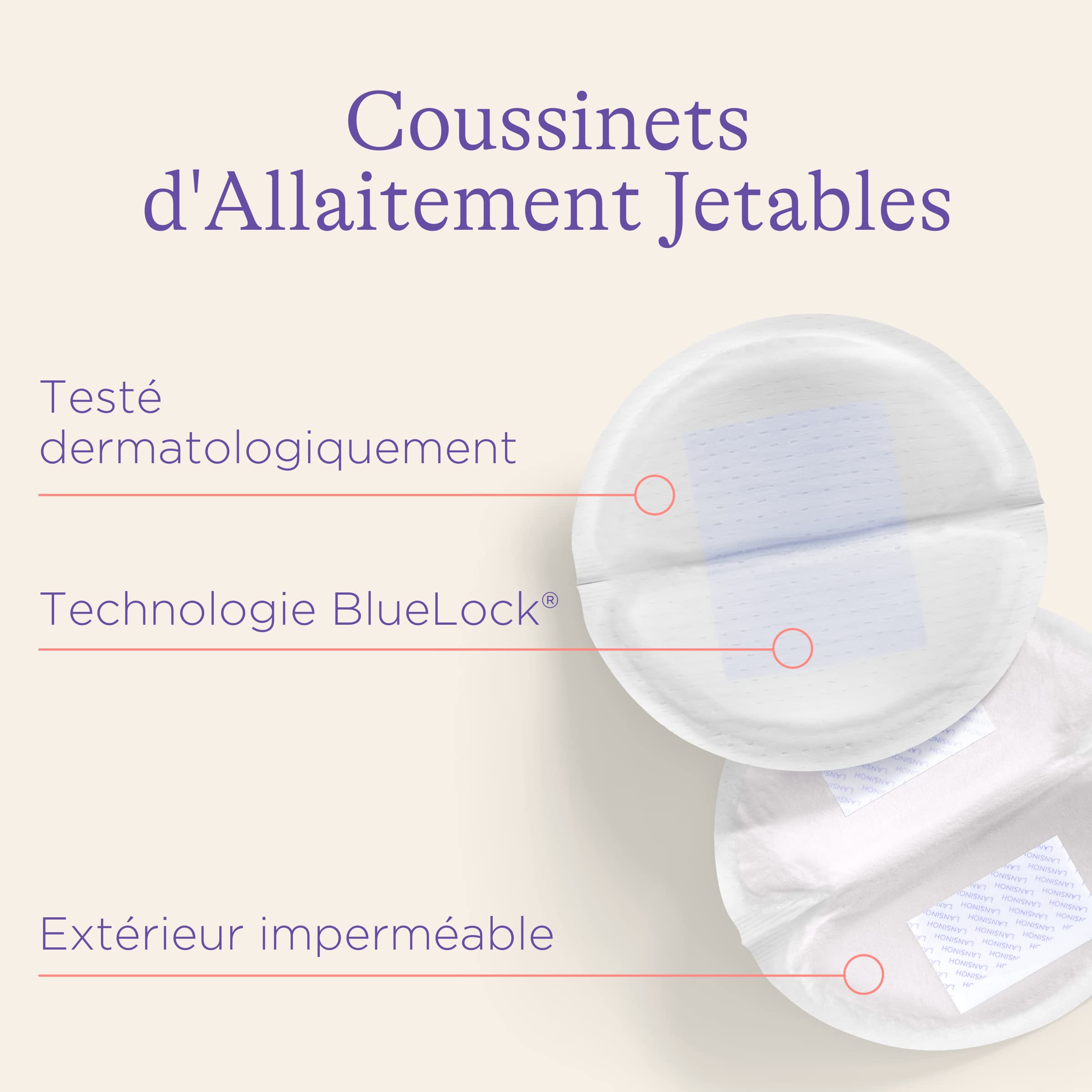 Lansinoh | Coussinets d’Allaitement Jetables x100 - Ultra Absorbants Anti-Fuites - Ultra Fins & Discrets sous Vêtements - Voile Doux Respirant - Maintien Adhésif Jour & Nuit - Peaux Sensibles