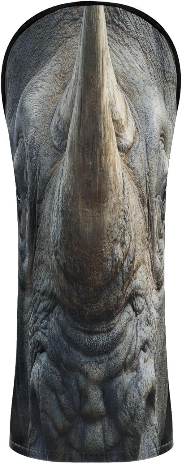 Golf Covers Funny Wild Animal Head Rhino Premium Leather Waterproof Headcover with Interchangeable No. Tags Golf Gifts for Men