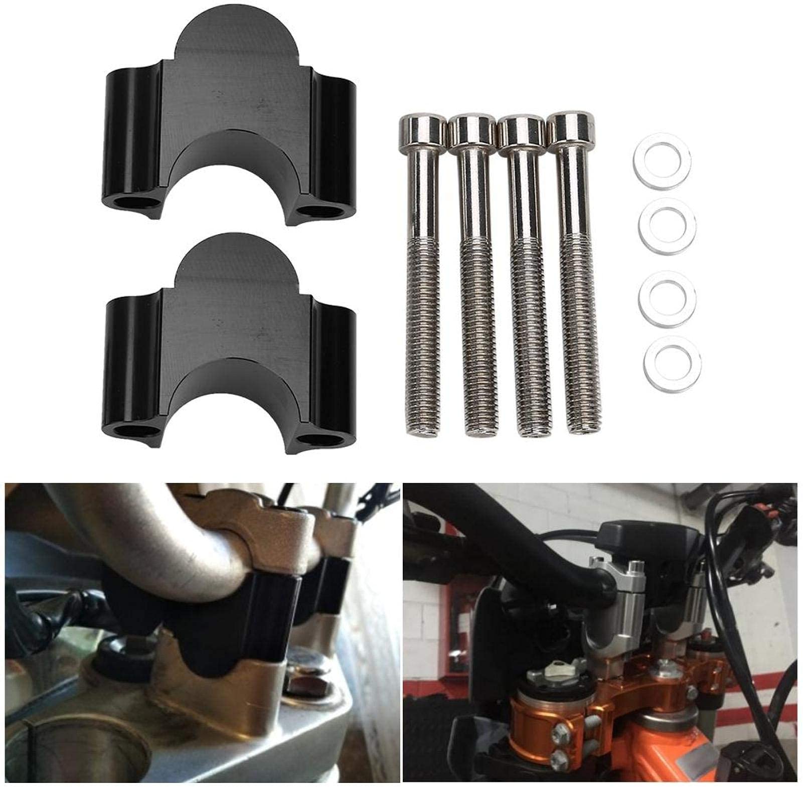 BigKing Riser de Guidon, 7/8in Aluminium Guidon Riser Montage Pince 28 MM Hauteur Adaptateur pour Moto Vtt(Noir)