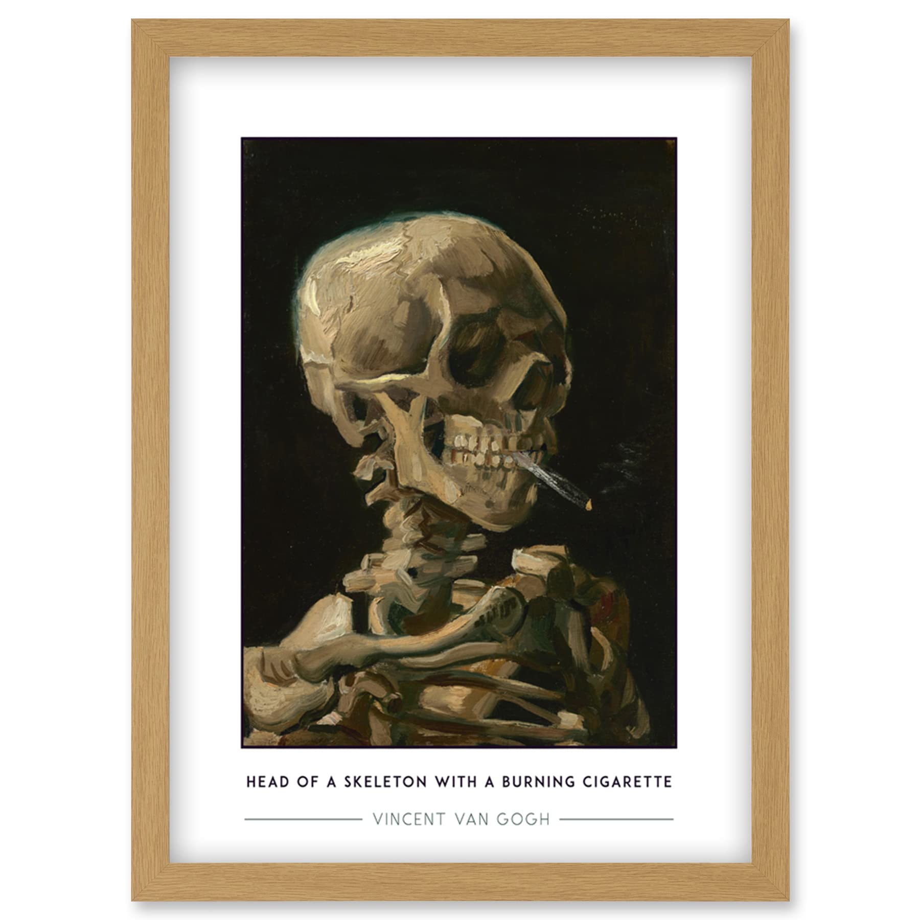 Wee Blue Coo Vincent Van Gogh Head Of A Skeleton With A Burning Cigarette Painting Artwork Framed Wall Art Print A4