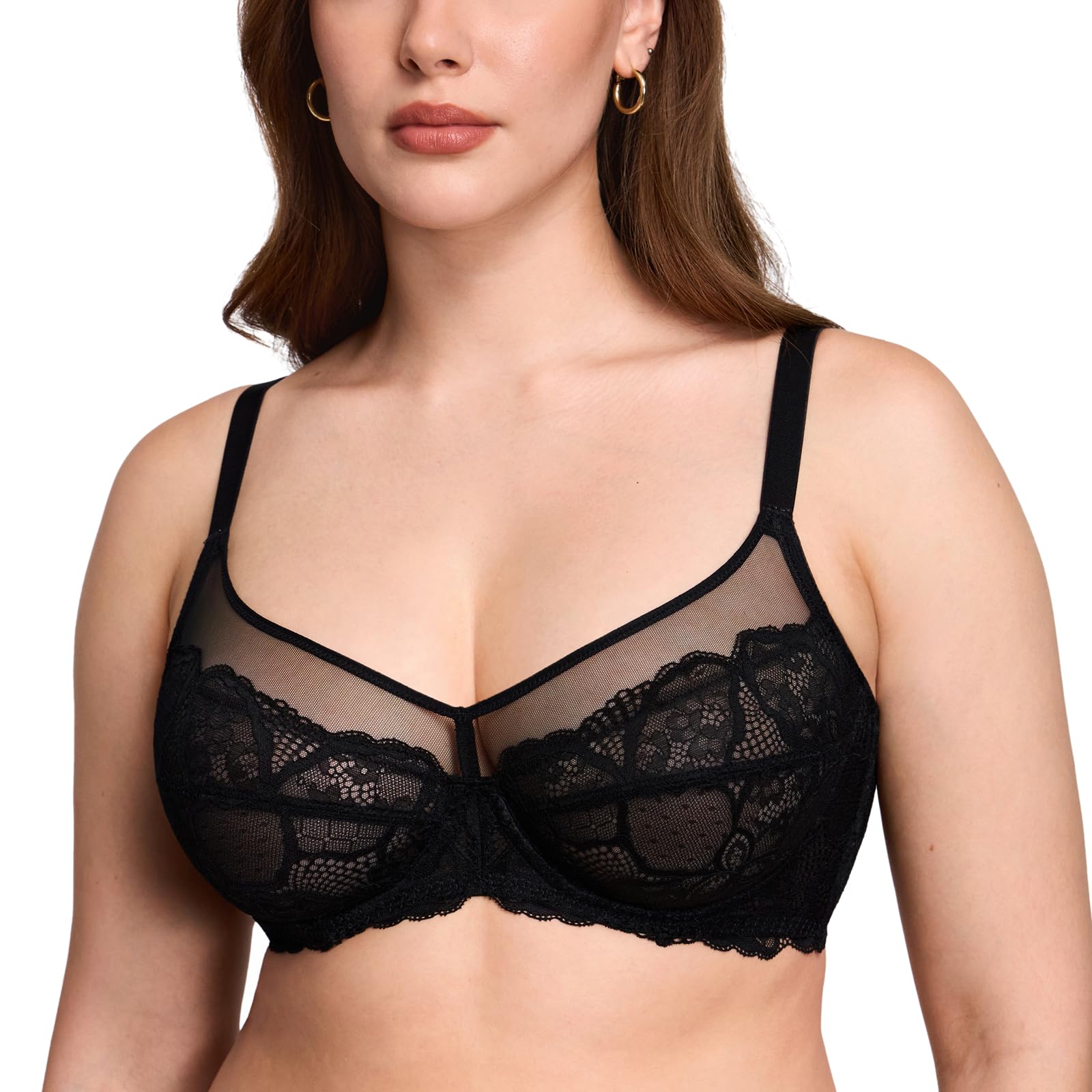 DOBREVA Donna Reggiseno in Pizzo Minimizer con Ferretto Senza Imbottitura