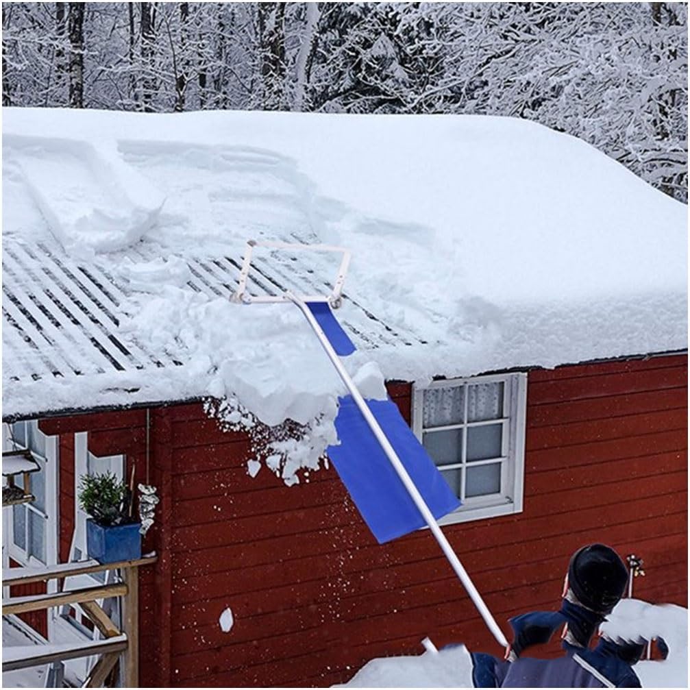 Extendable Roof Rake for Snow Removal - Portable Snow Rake with Adjustable Handle for Home, Lawn, Windows, and Garden - Efficient Roof Snow Clearing Tool